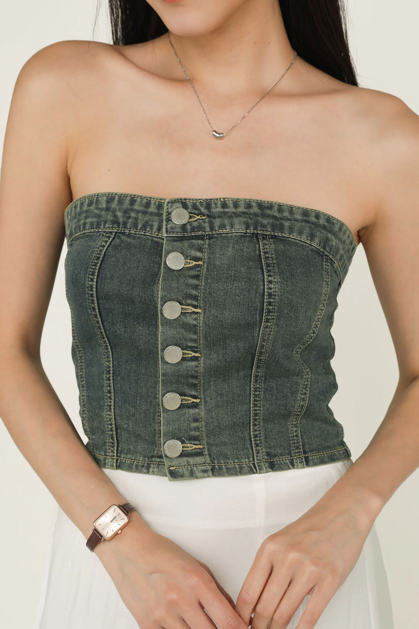 Franc Denim Button Tube Top - Image 20