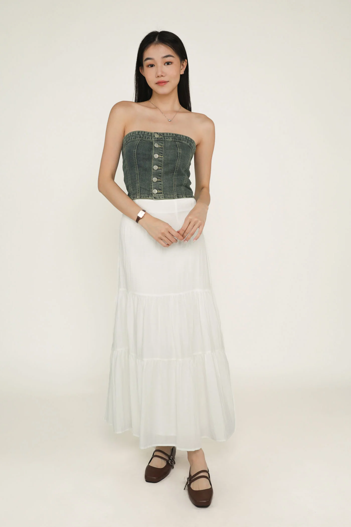 Franc Denim Button Tube Top - Image 21