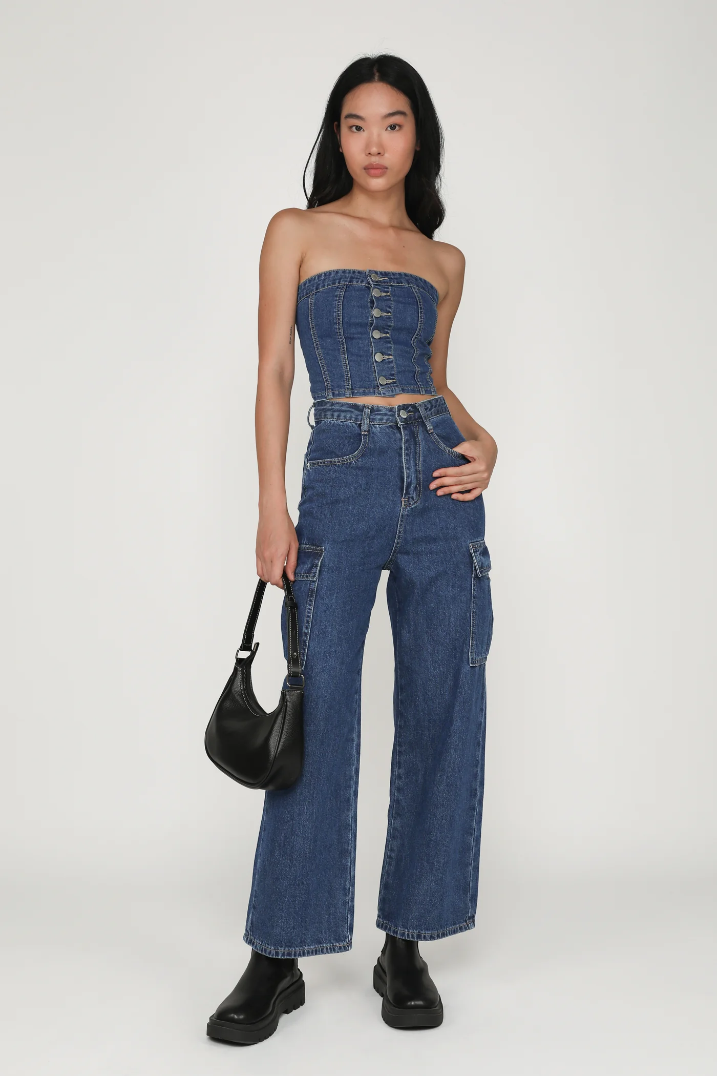 Franc Denim Button Tube Top - Image 6