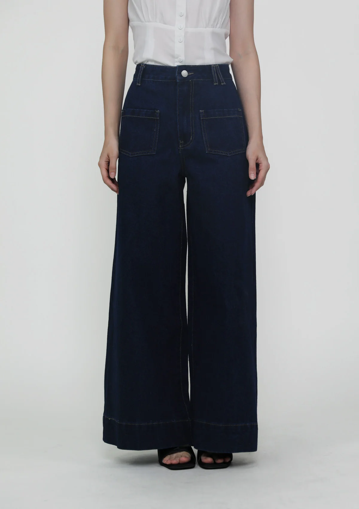 Clark Front Pocket Wide Leg Denim Jeans - Image 10