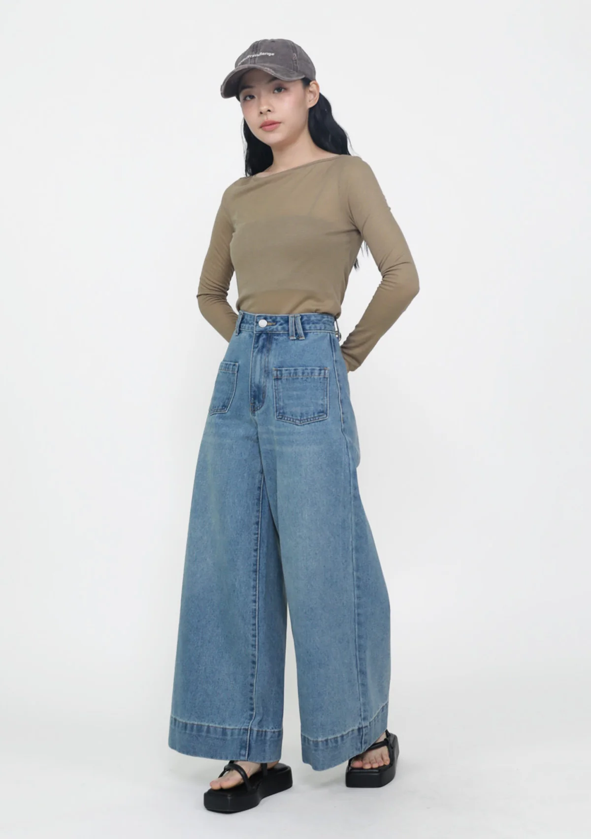 Clark Front Pocket Wide Leg Denim Jeans - Image 11