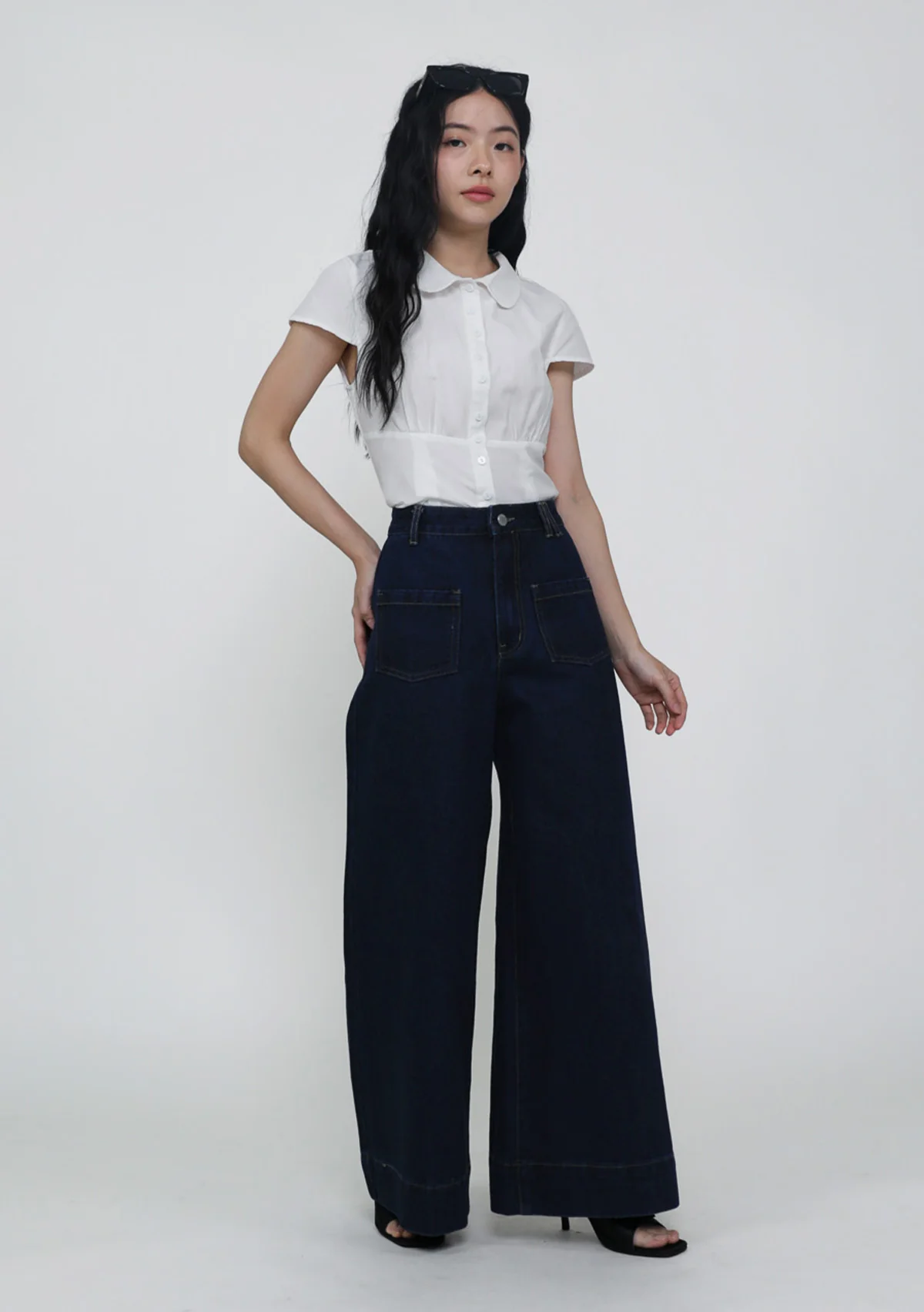 Clark Front Pocket Wide Leg Denim Jeans - Image 14
