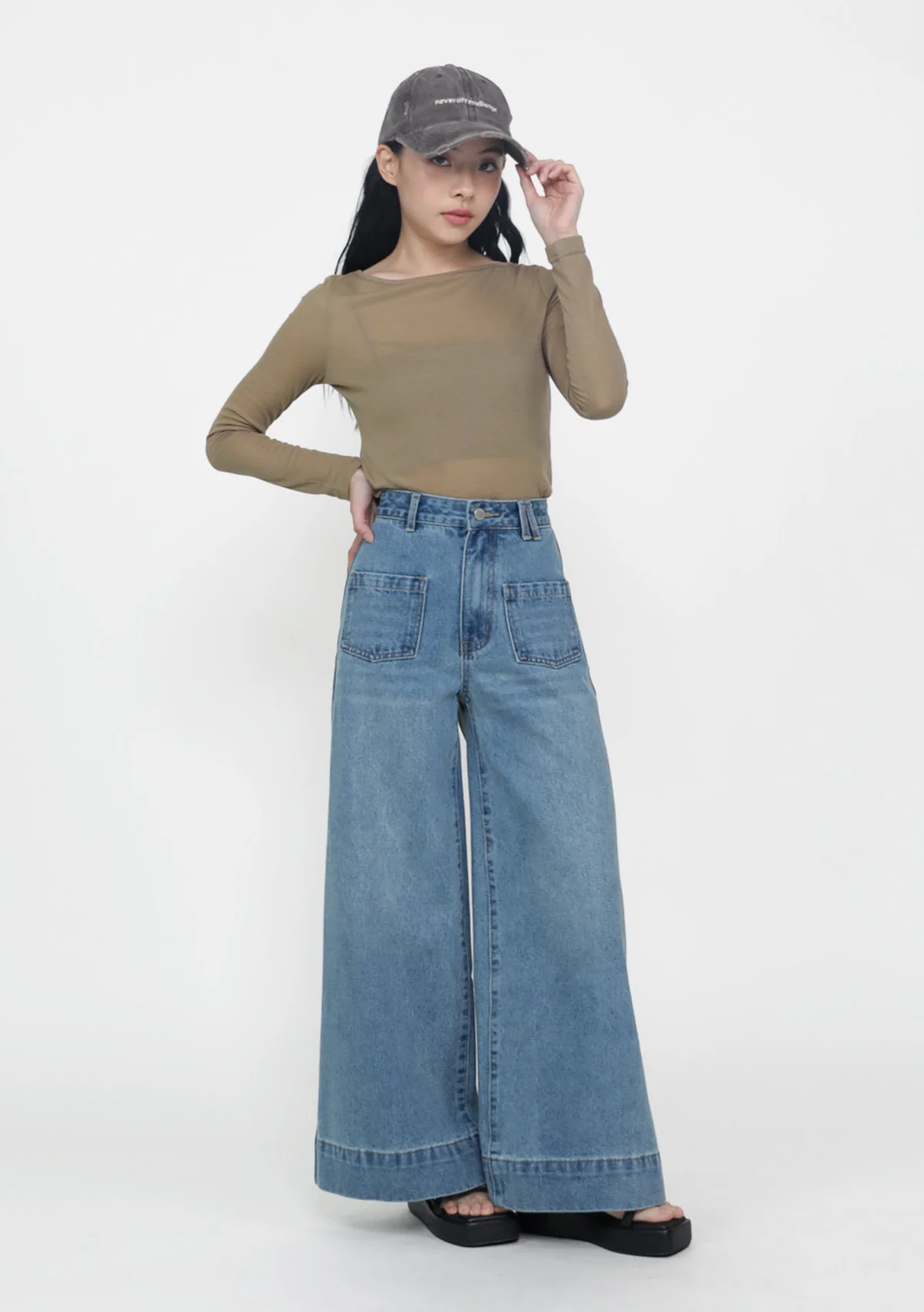Clark Front Pocket Wide Leg Denim Jeans - Image 2