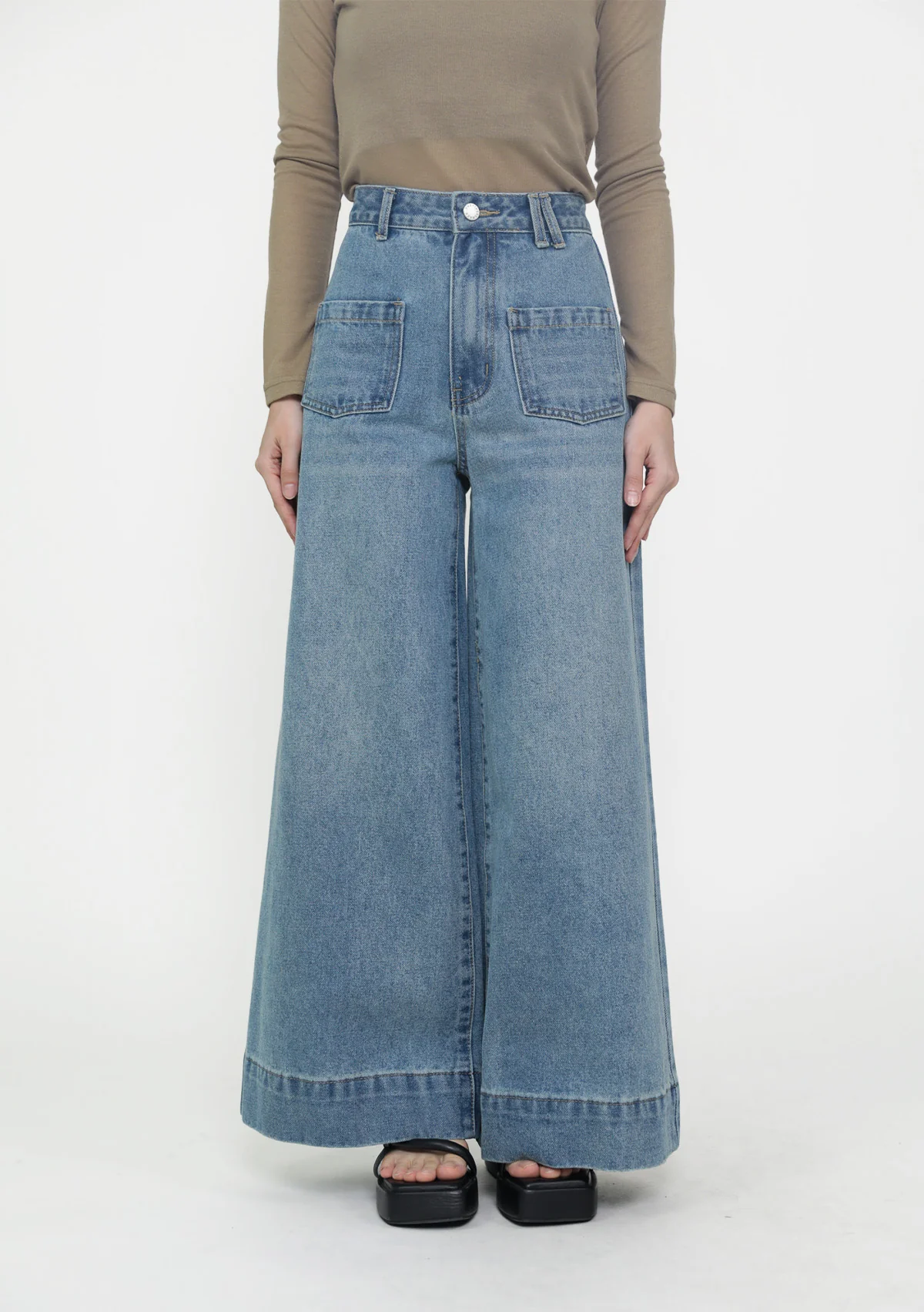 Clark Front Pocket Wide Leg Denim Jeans - Image 3
