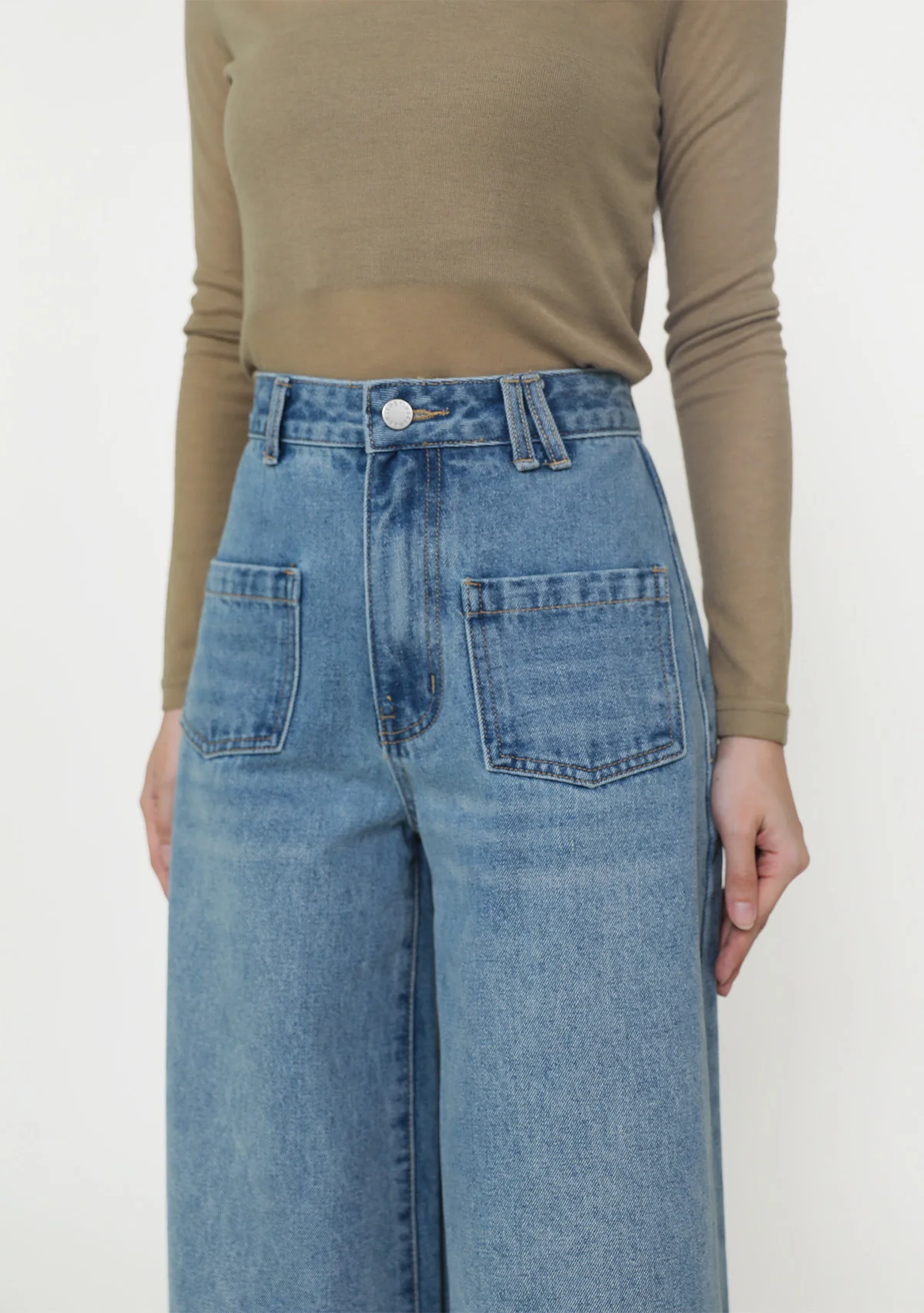 Clark Front Pocket Wide Leg Denim Jeans - Image 5