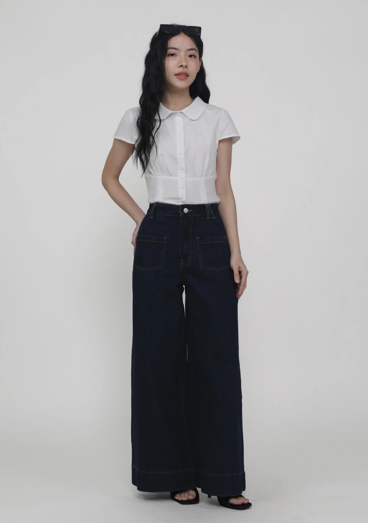 Clark Front Pocket Wide Leg Denim Jeans - Image 8