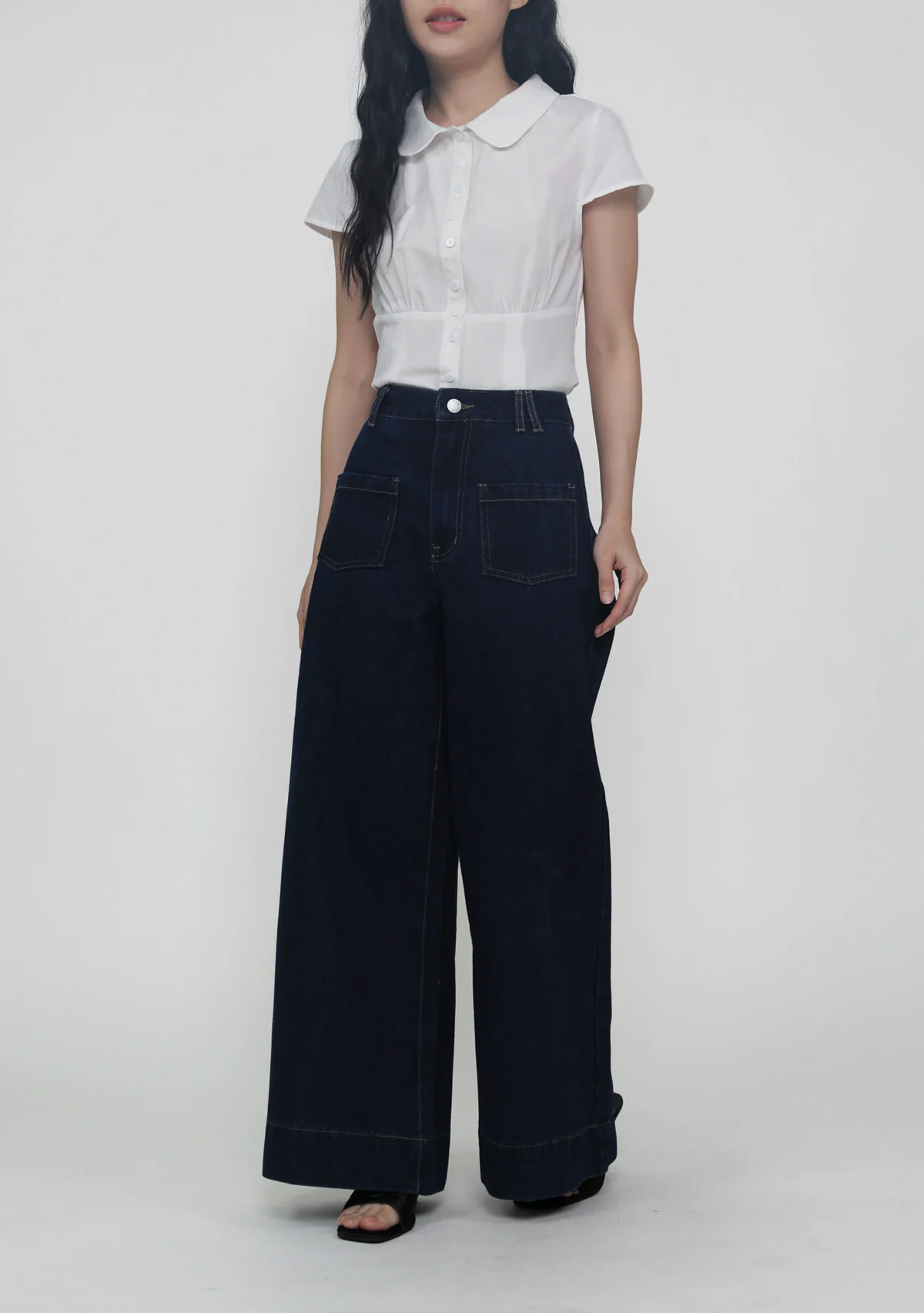 Clark Front Pocket Wide Leg Denim Jeans - Image 9