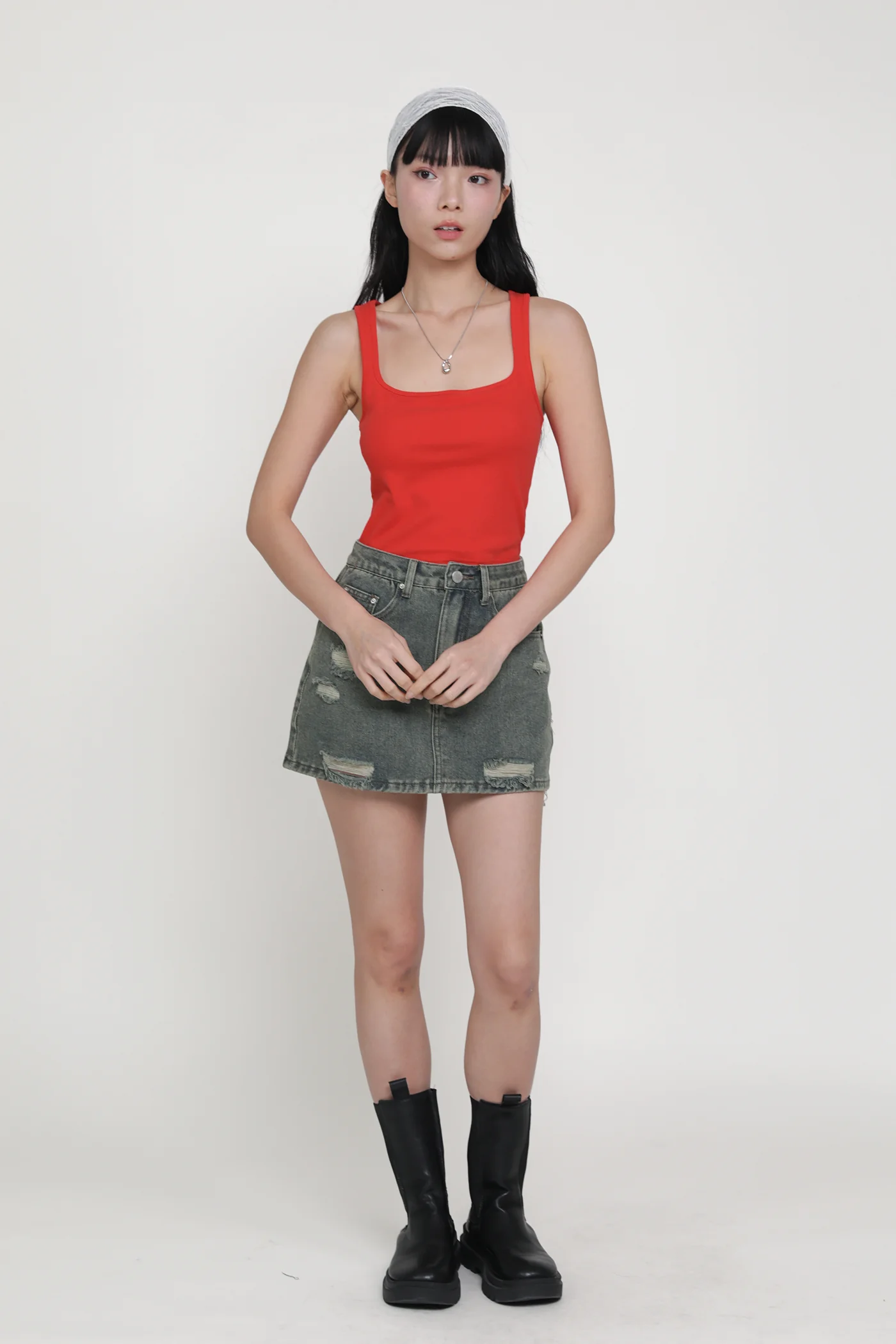 Georgie Ripped Denim Skorts