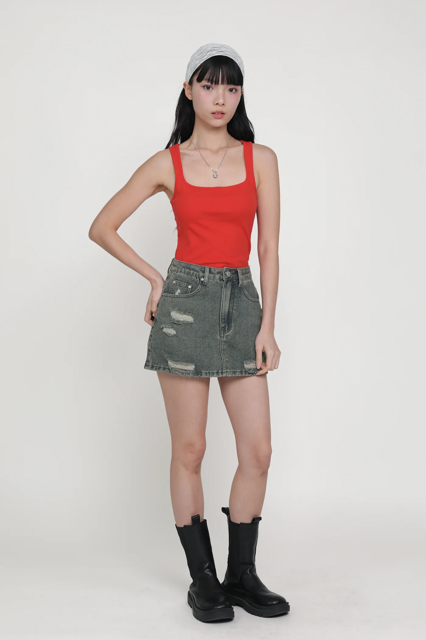 Georgie Ripped Denim Skorts - Image 10