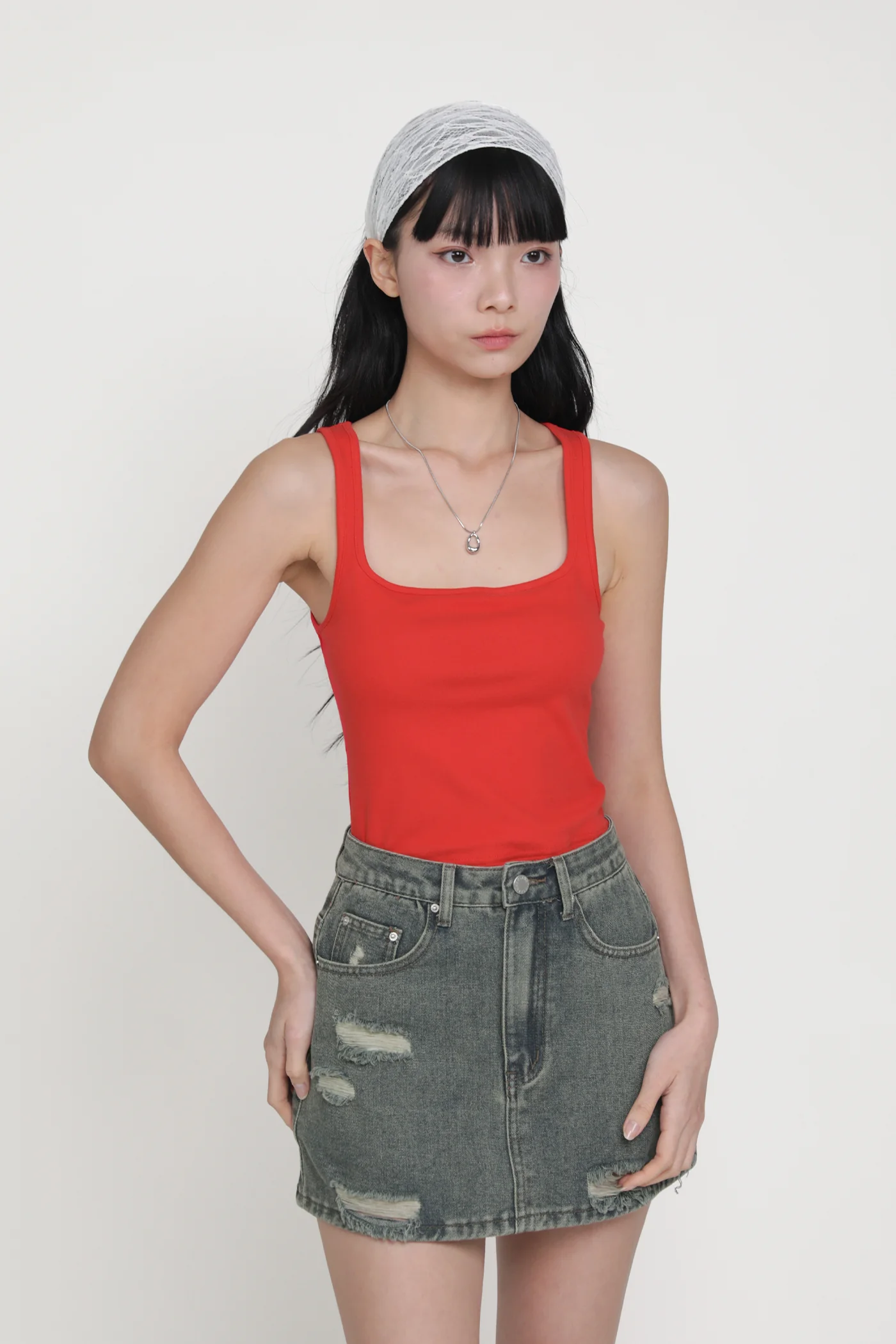 Georgie Ripped Denim Skorts - Image 2