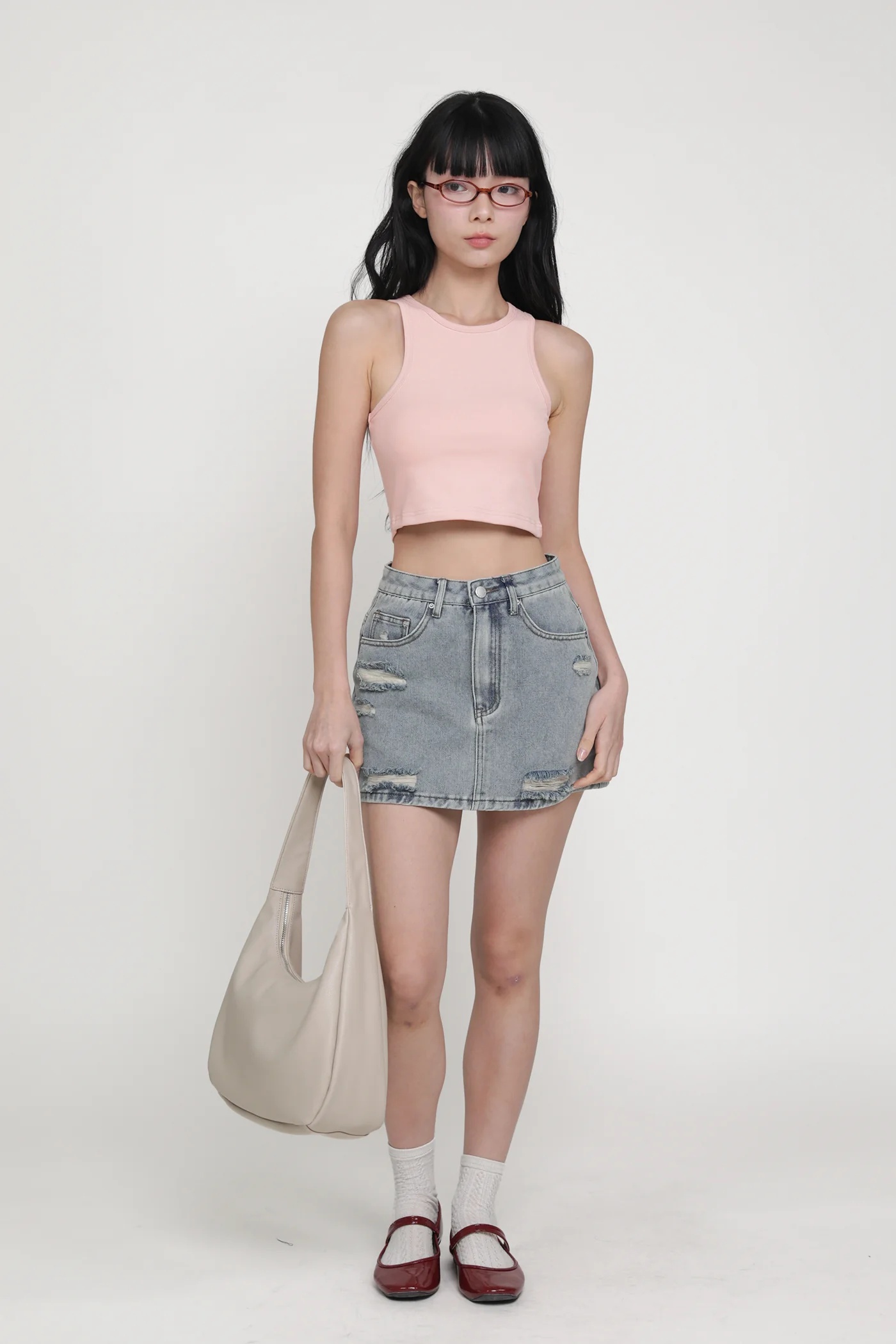 Georgie Ripped Denim Skorts - Image 7