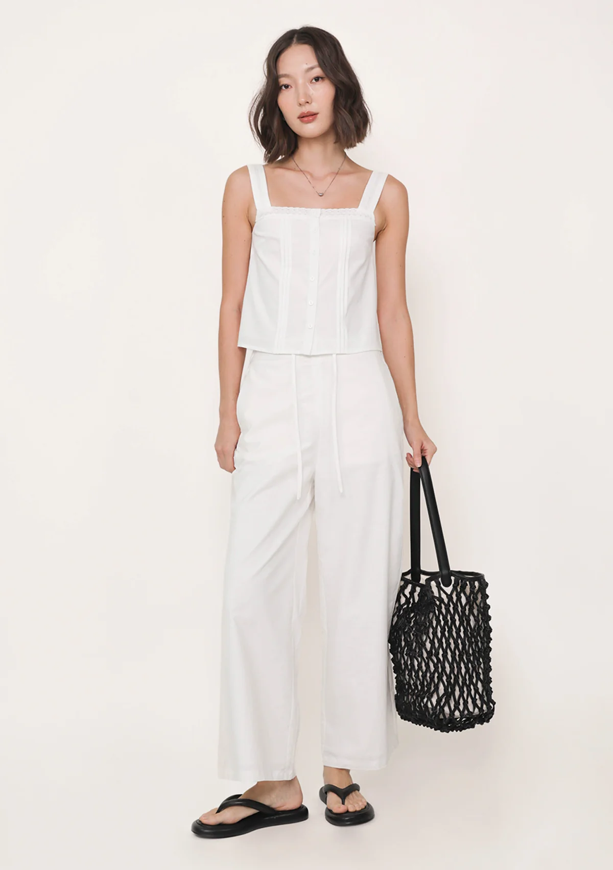 Giselle Lace Trim Button Top - Image 3