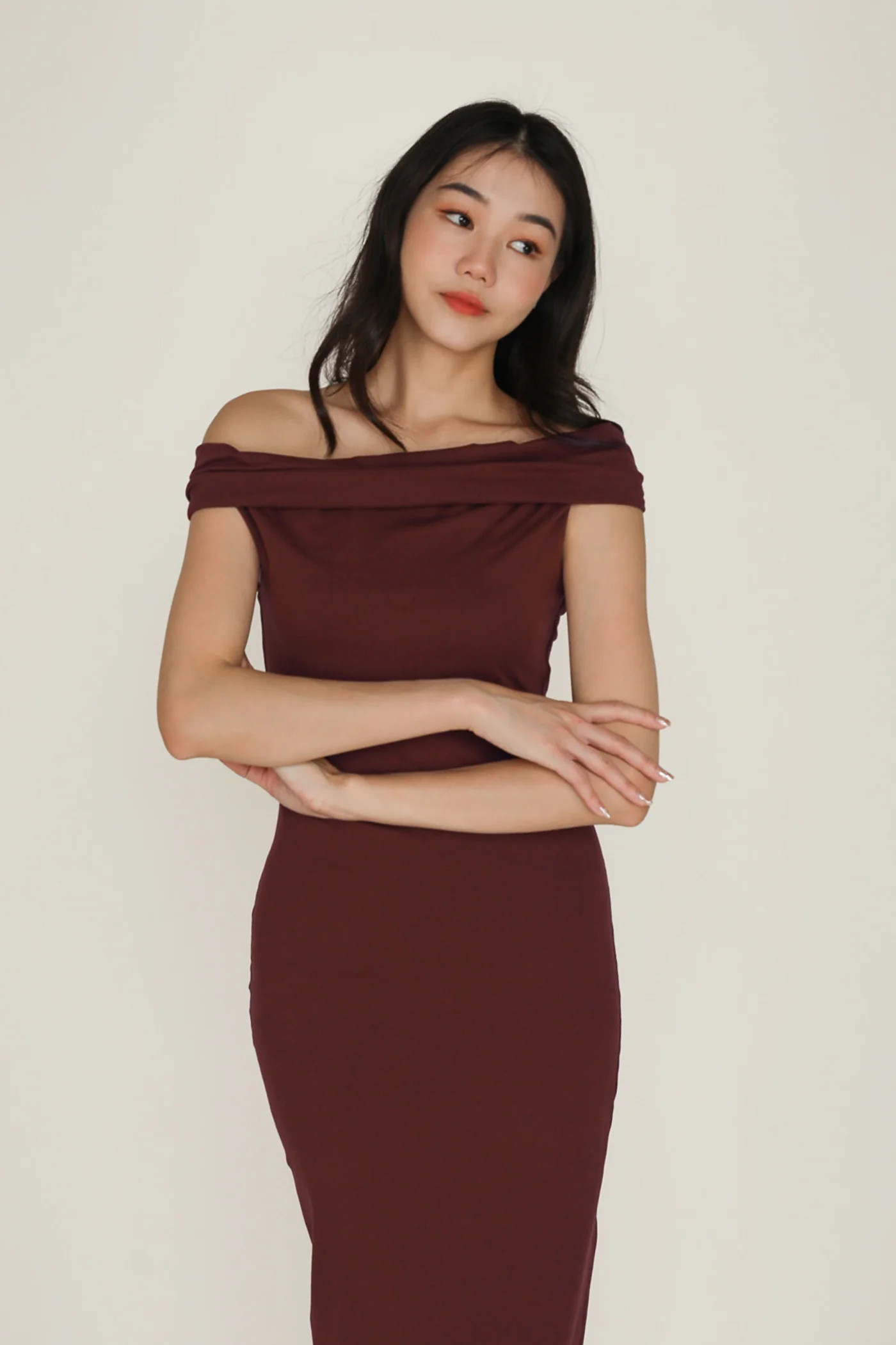 Helena Asymmetrical Shoulder Maxi Dress - Image 10