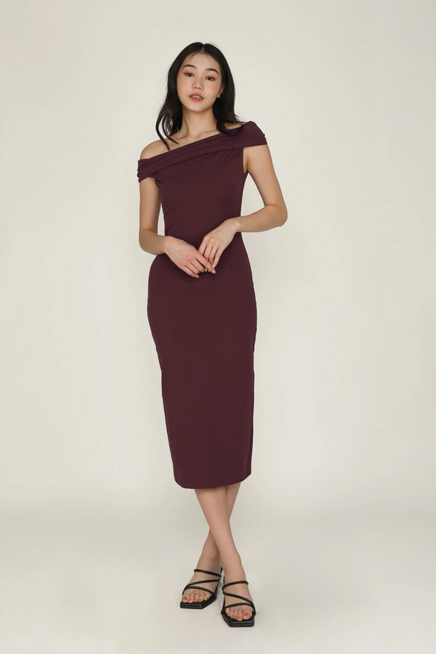 Helena Asymmetrical Shoulder Maxi Dress - Image 13
