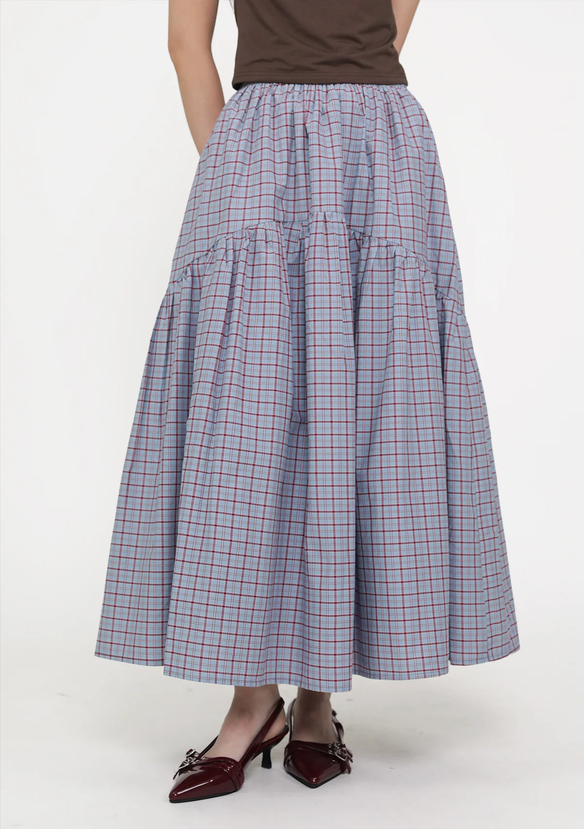Isabella Tiered Maxi Skirt (Plaid) - Image 9