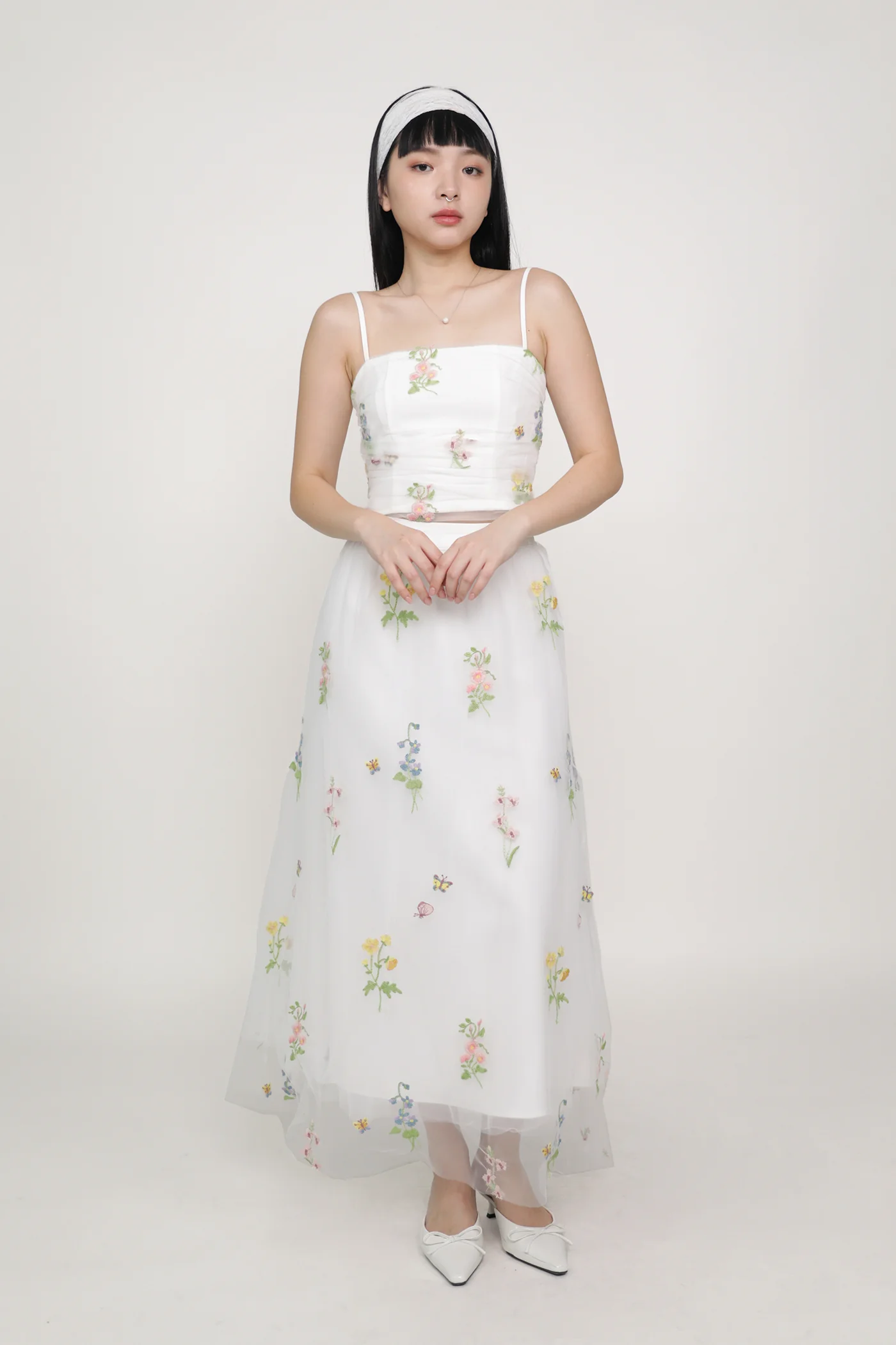 Isadora Embroidery Mesh Maxi Skirt