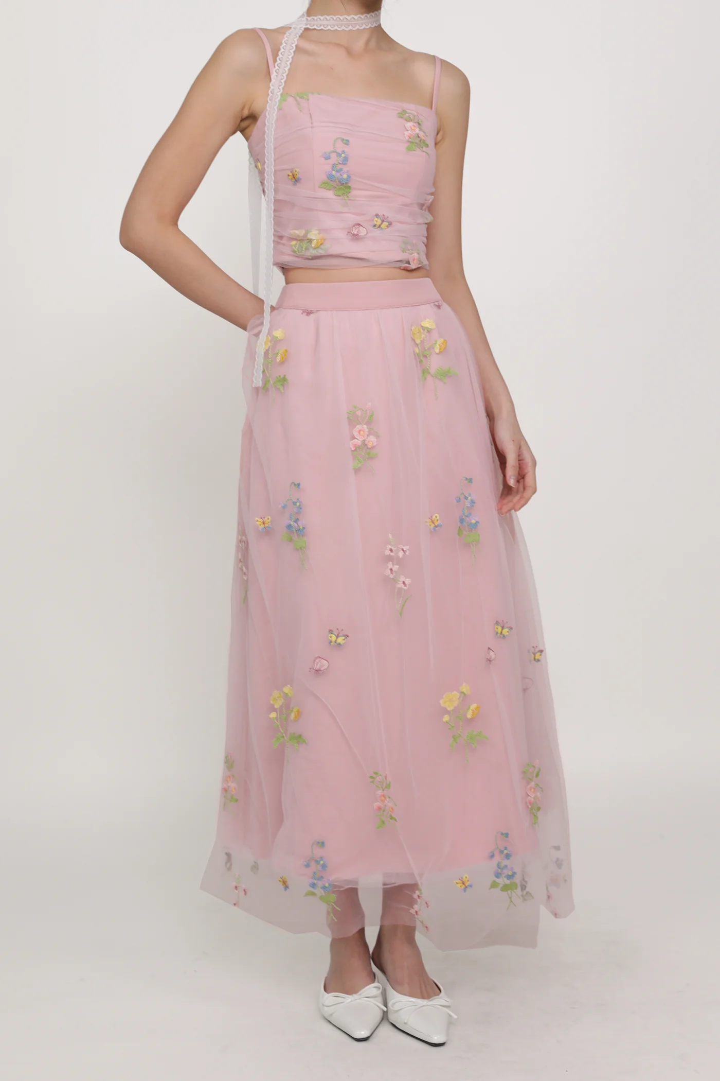 Isadora Embroidery Mesh Maxi Skirt - Image 17