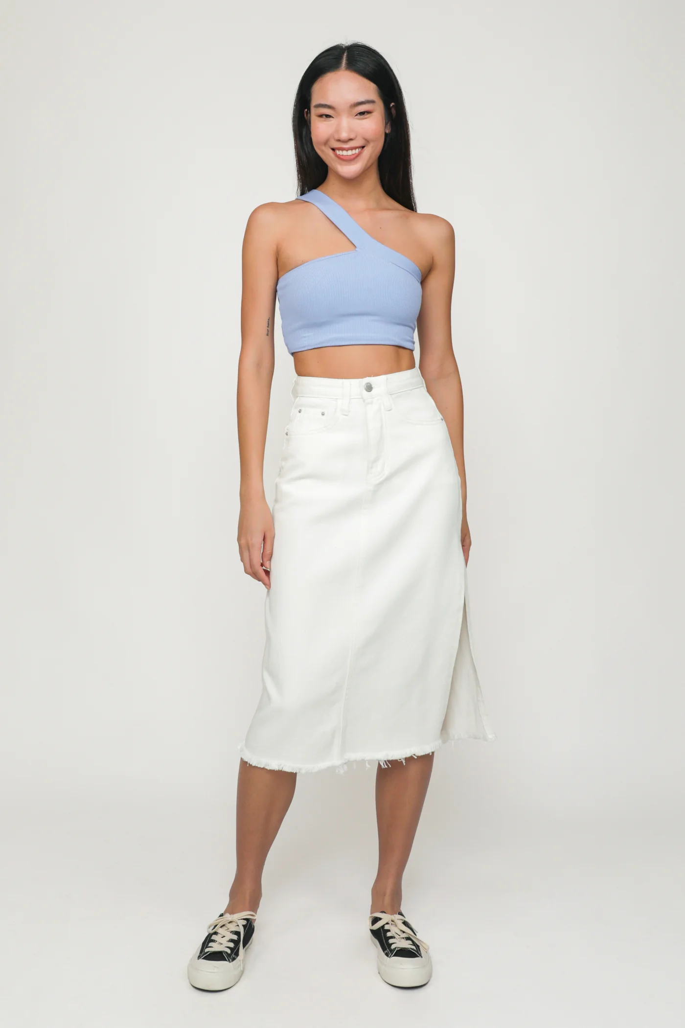 Jada High Slit Denim Midi Skirt - Image 20