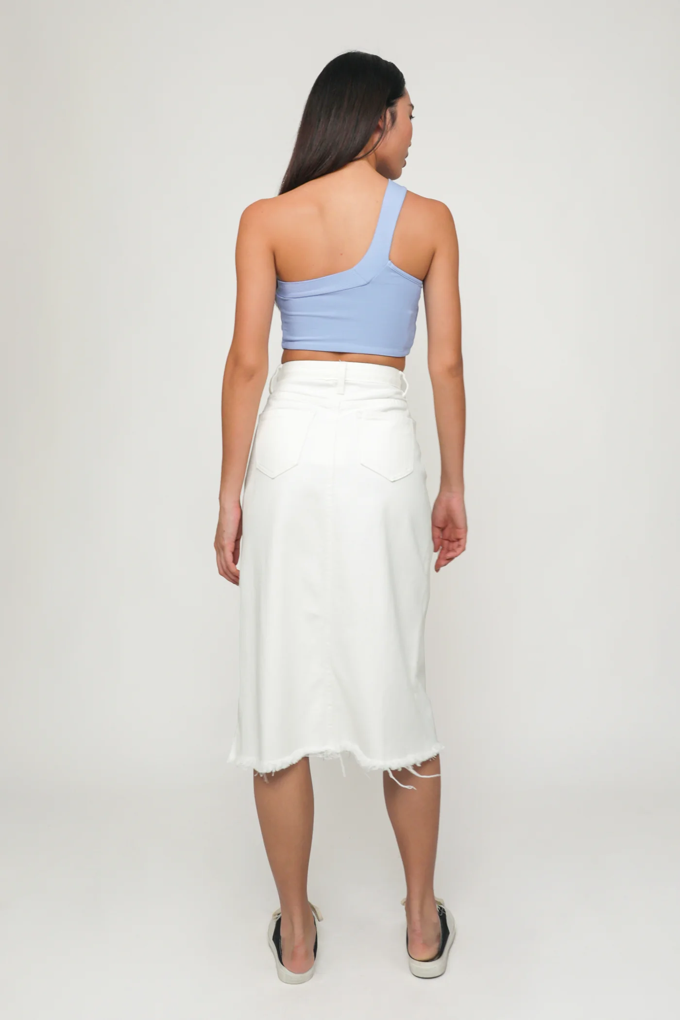 Jada High Slit Denim Midi Skirt - Image 21