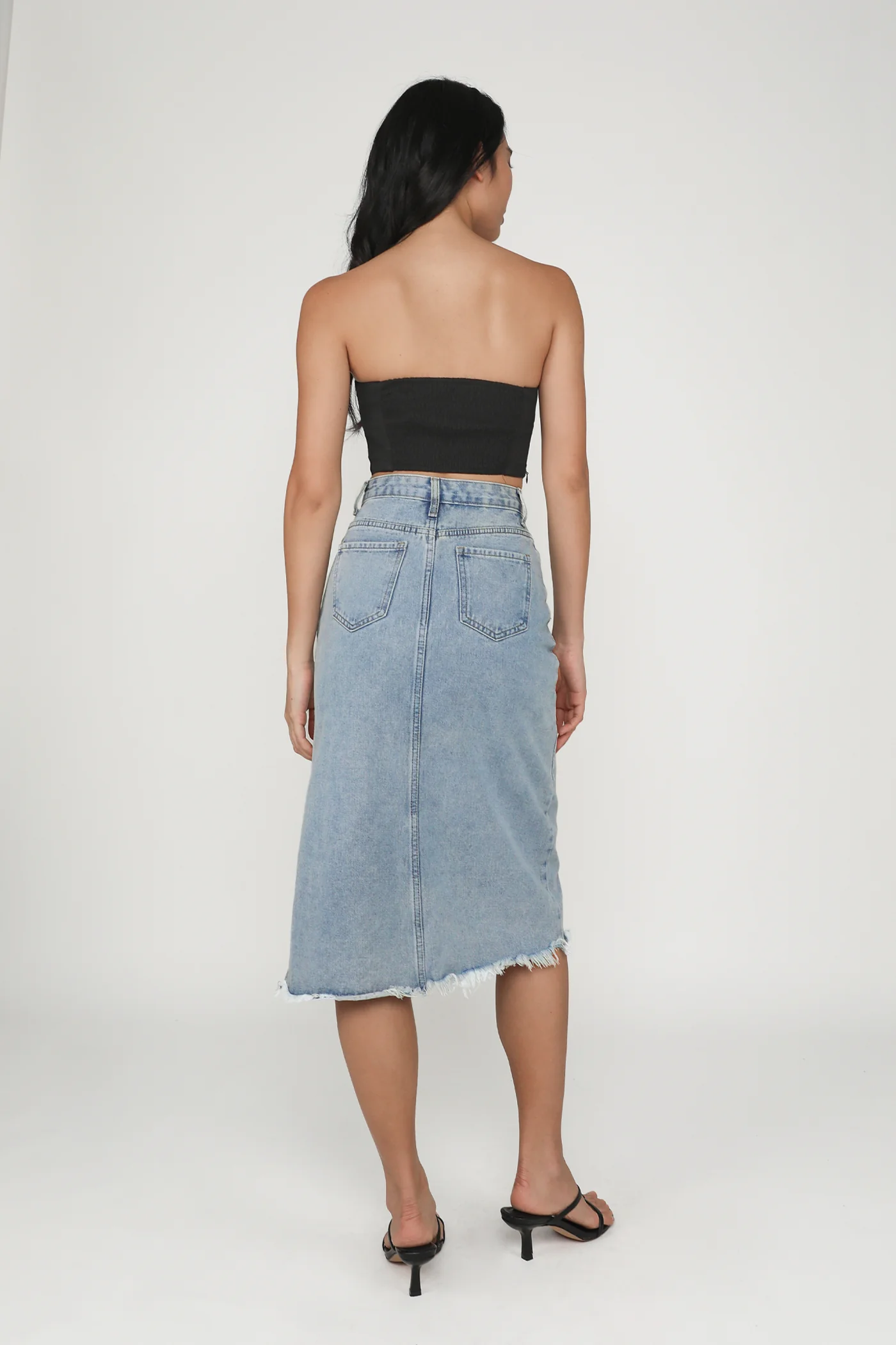 Jada High Slit Denim Midi Skirt - Image 7