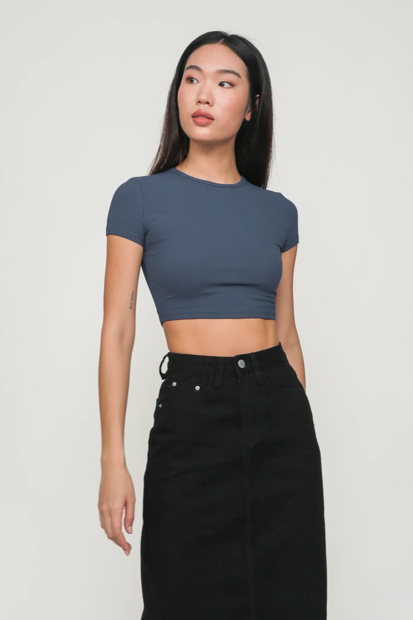 Jada High Slit Denim Midi Skirt - Image 9