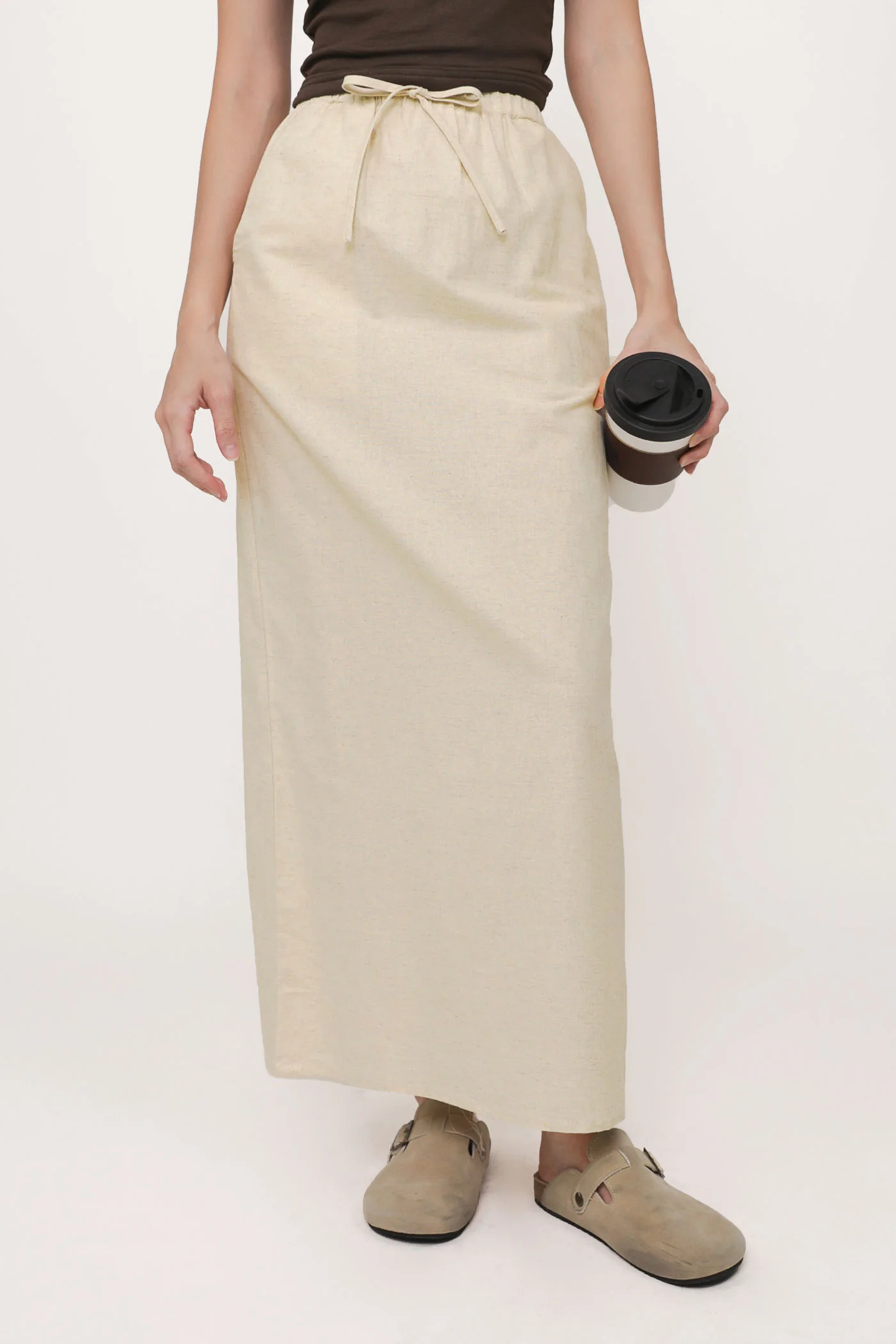 Jaden Linen Drawstring Maxi Skirt - Image 10
