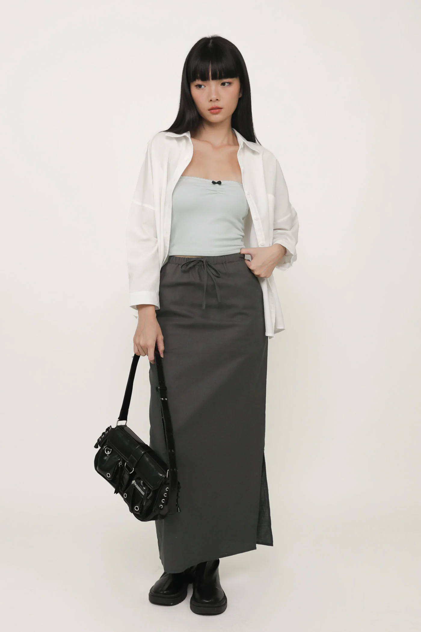 Jaden Linen Drawstring Maxi Skirt - Image 5