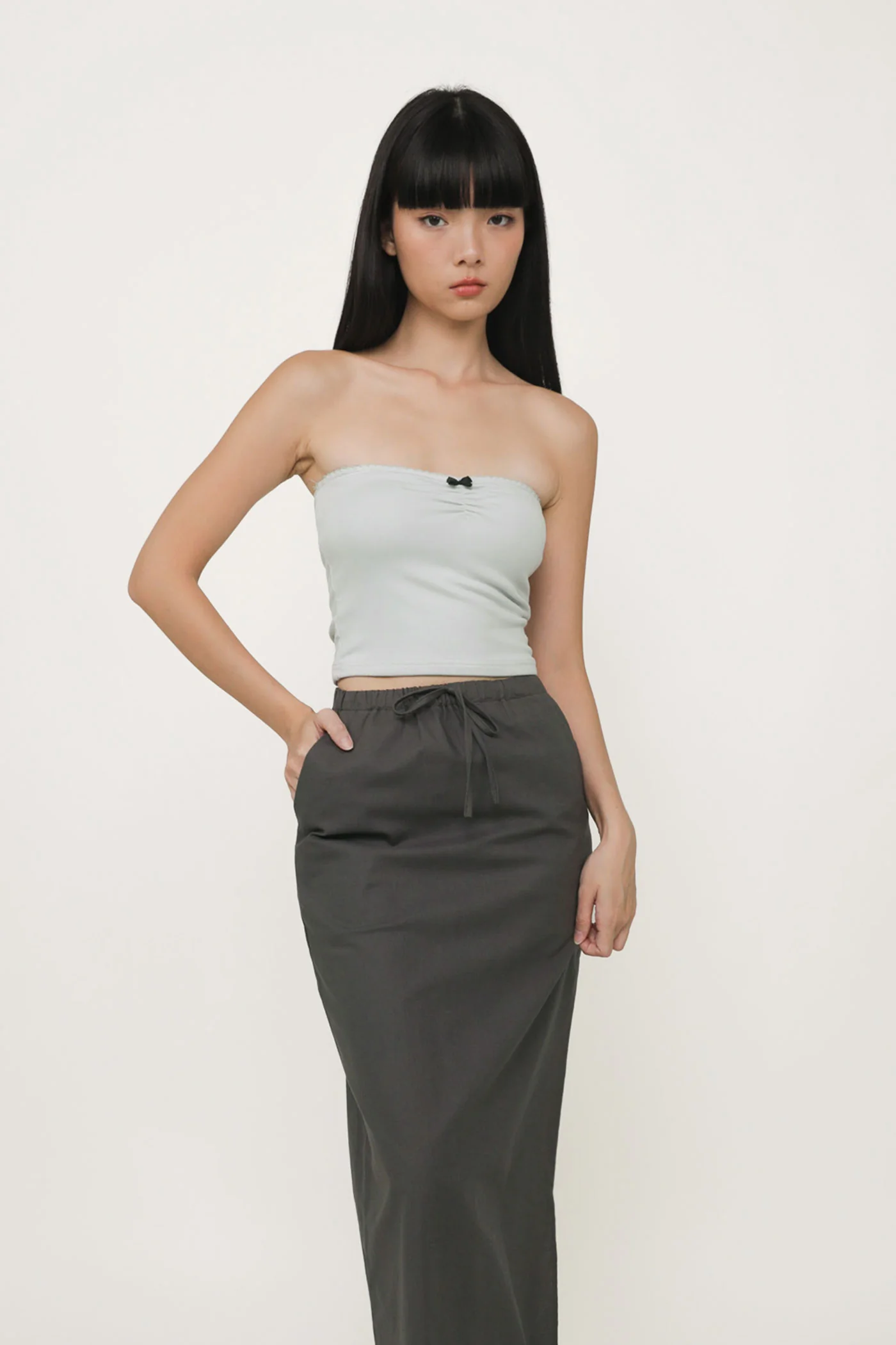 Jaden Linen Drawstring Maxi Skirt - Image 6