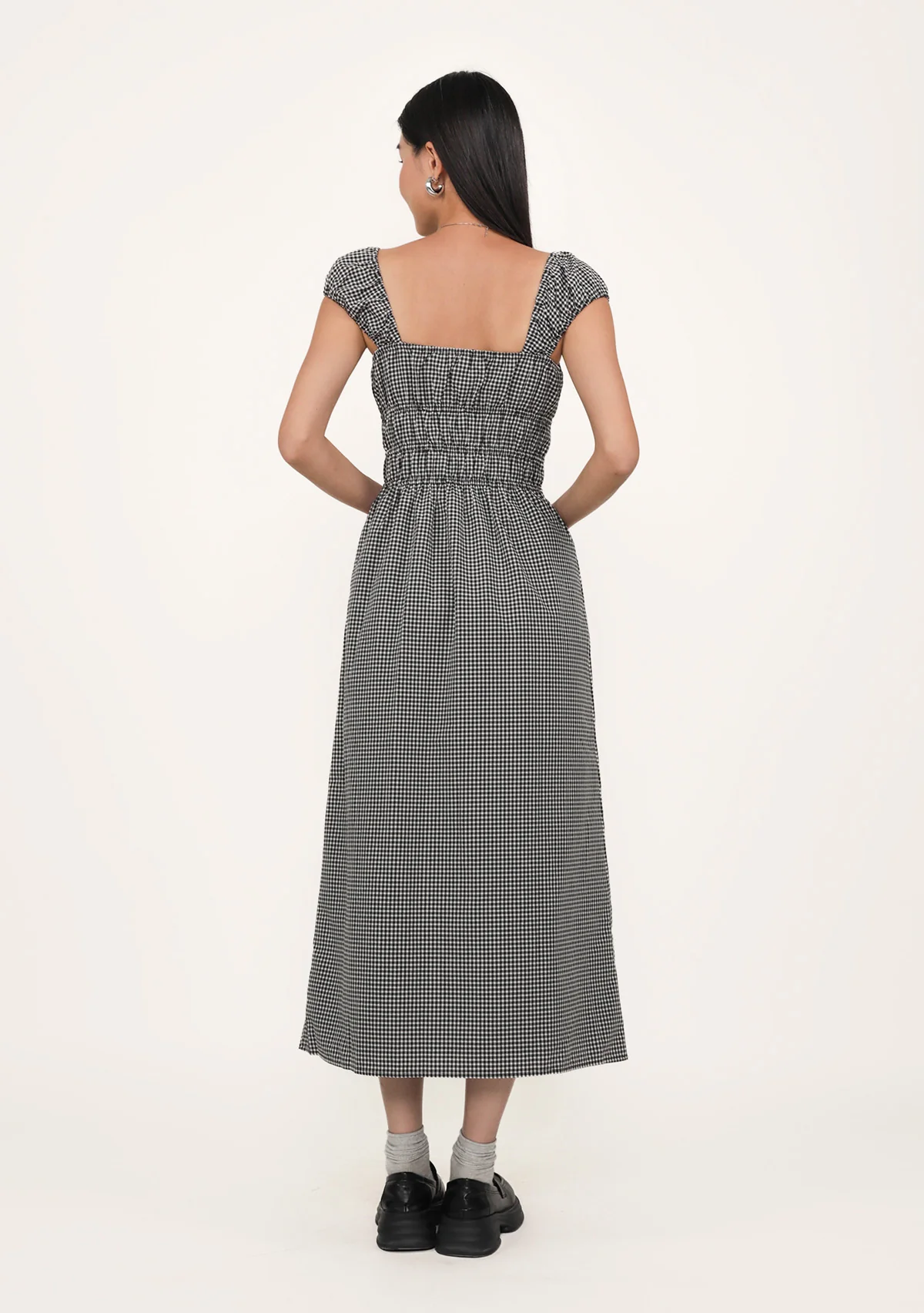 Janelle Shirred Midi Dress (Plaid) - Image 12