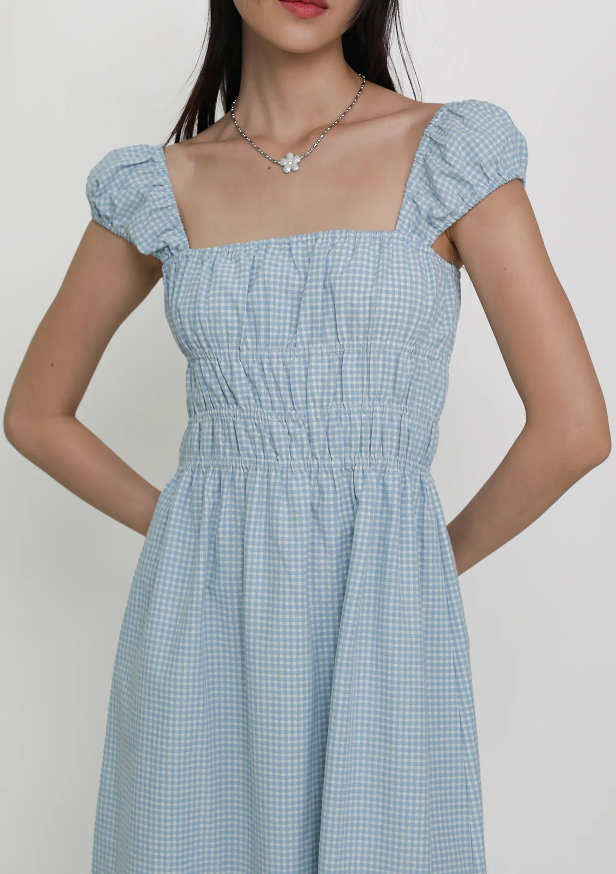 Janelle Shirred Midi Dress (Plaid) - Image 15