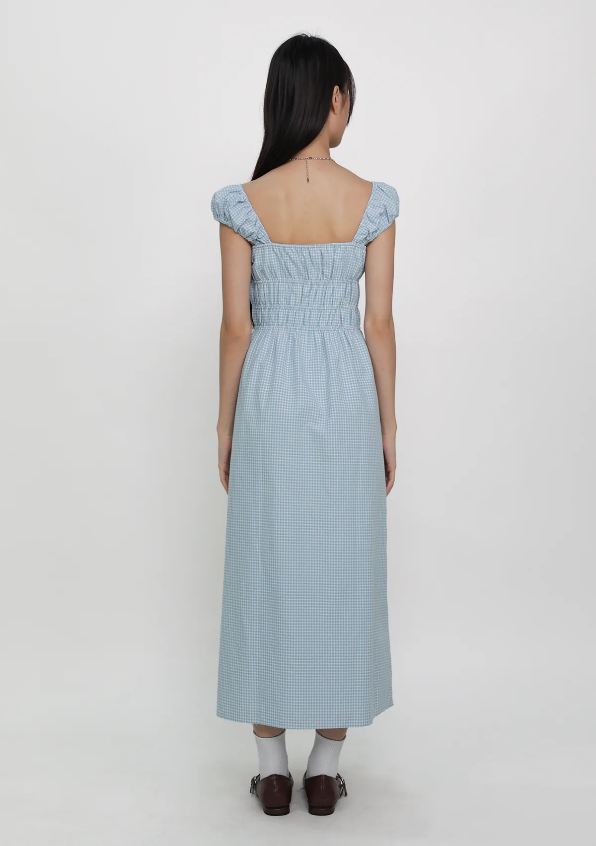 Janelle Shirred Midi Dress (Plaid) - Image 16
