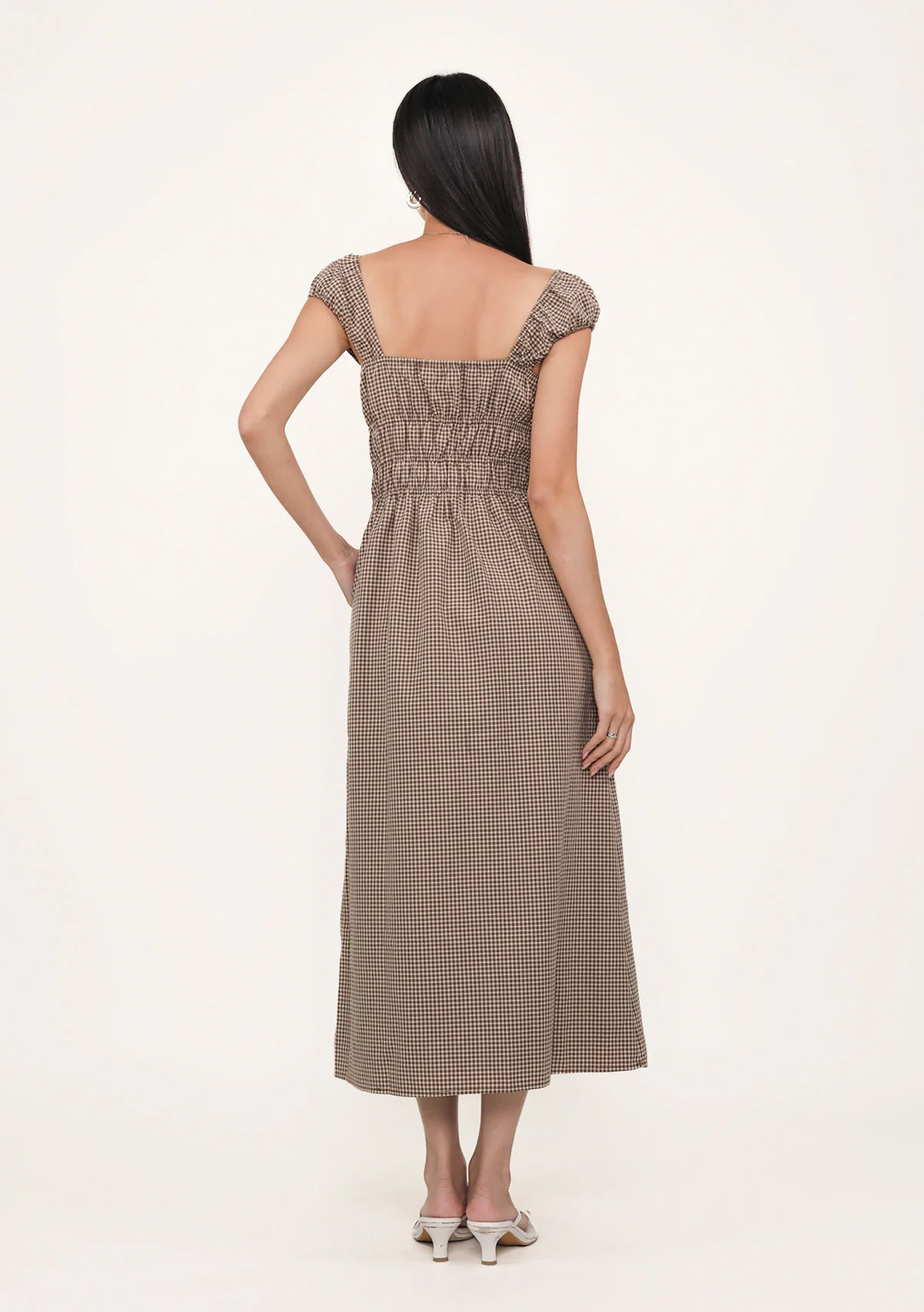 Janelle Shirred Midi Dress (Plaid) - Image 8