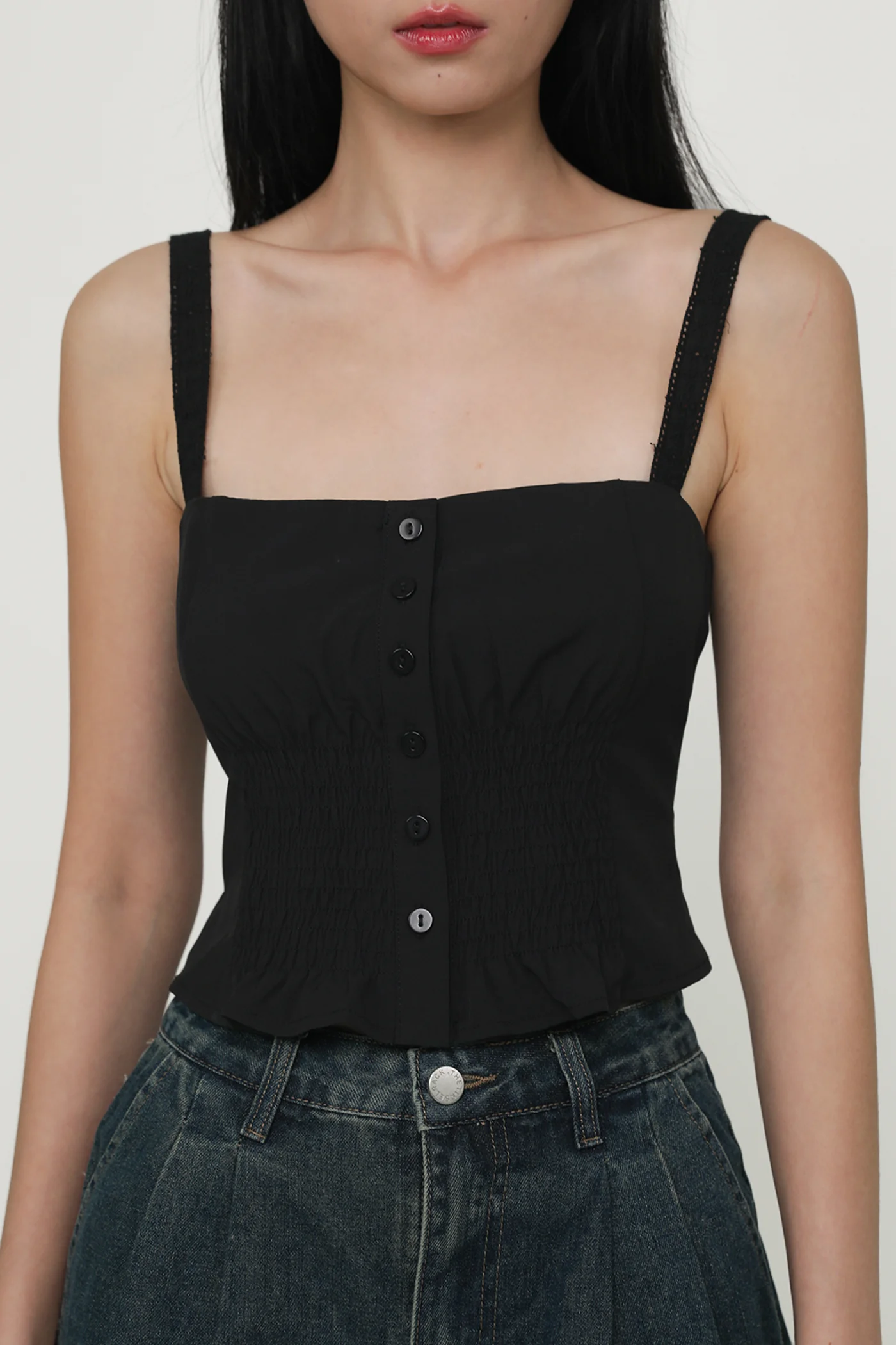 Jenelle Crochet Trim Smocked Top - Image 11