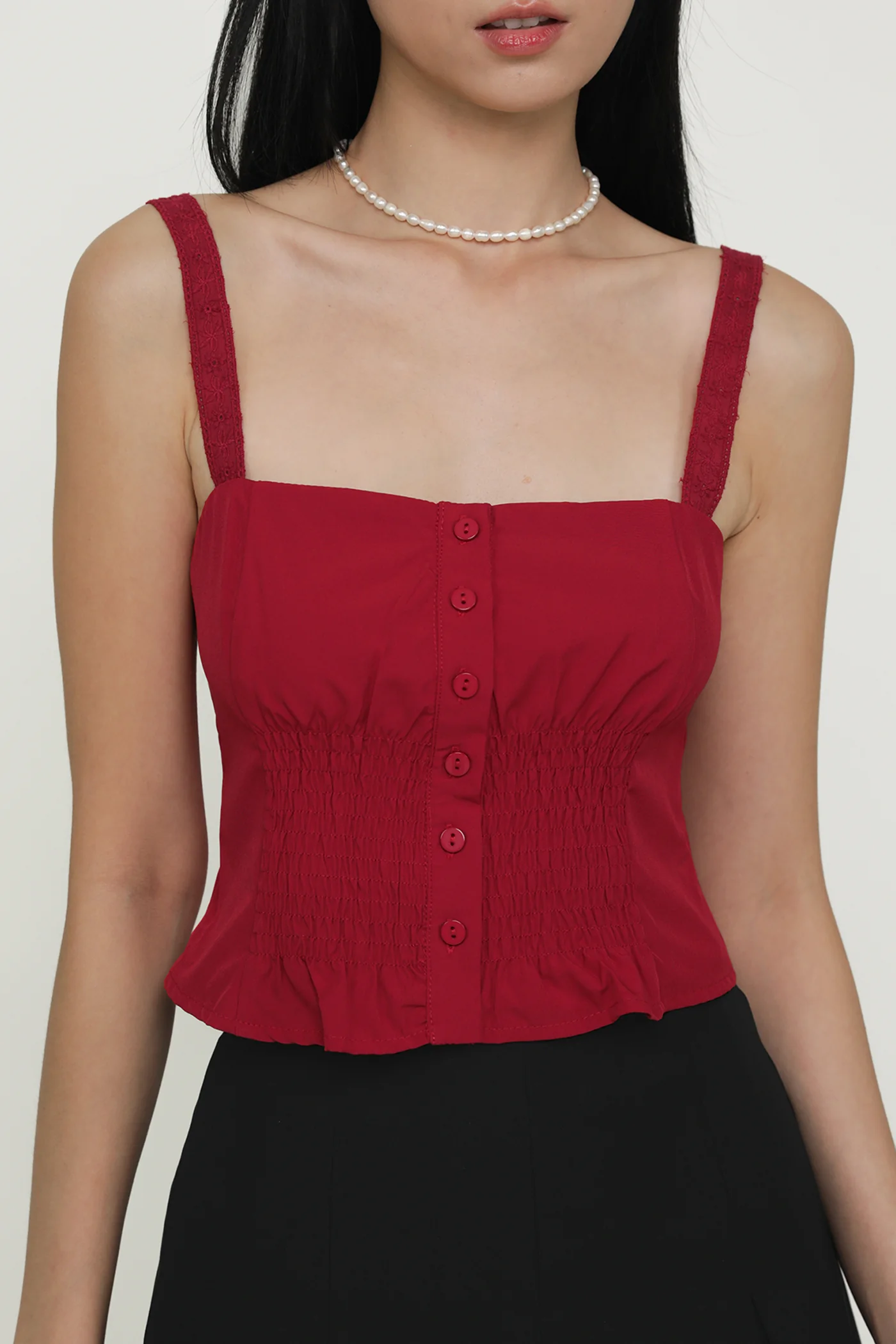 Jenelle Crochet Trim Smocked Top - Image 19