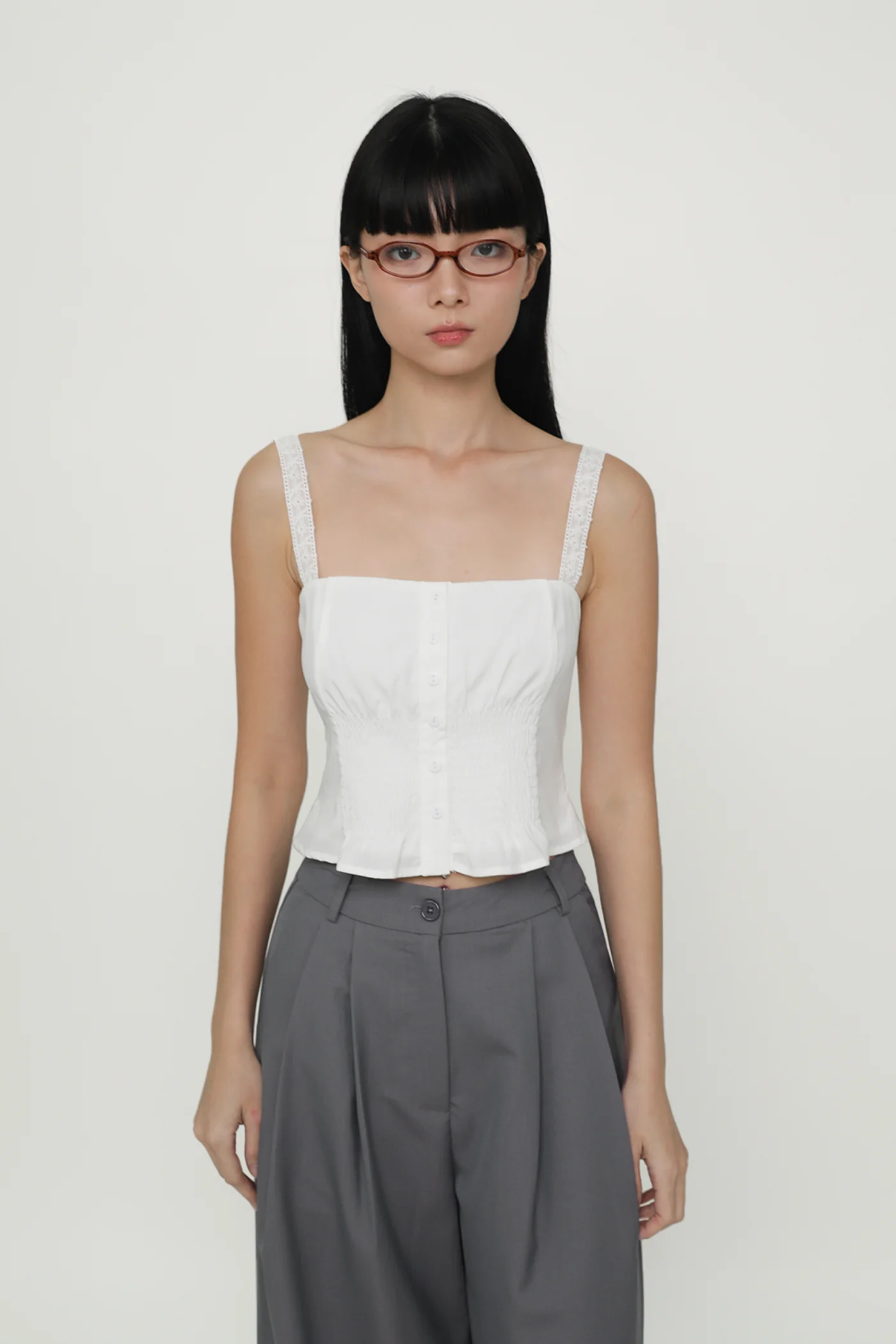 Jenelle Crochet Trim Smocked Top - Image 2