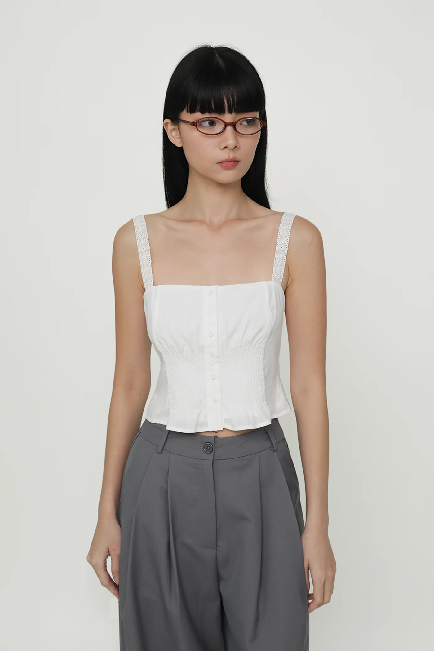 Jenelle Crochet Trim Smocked Top - Image 3