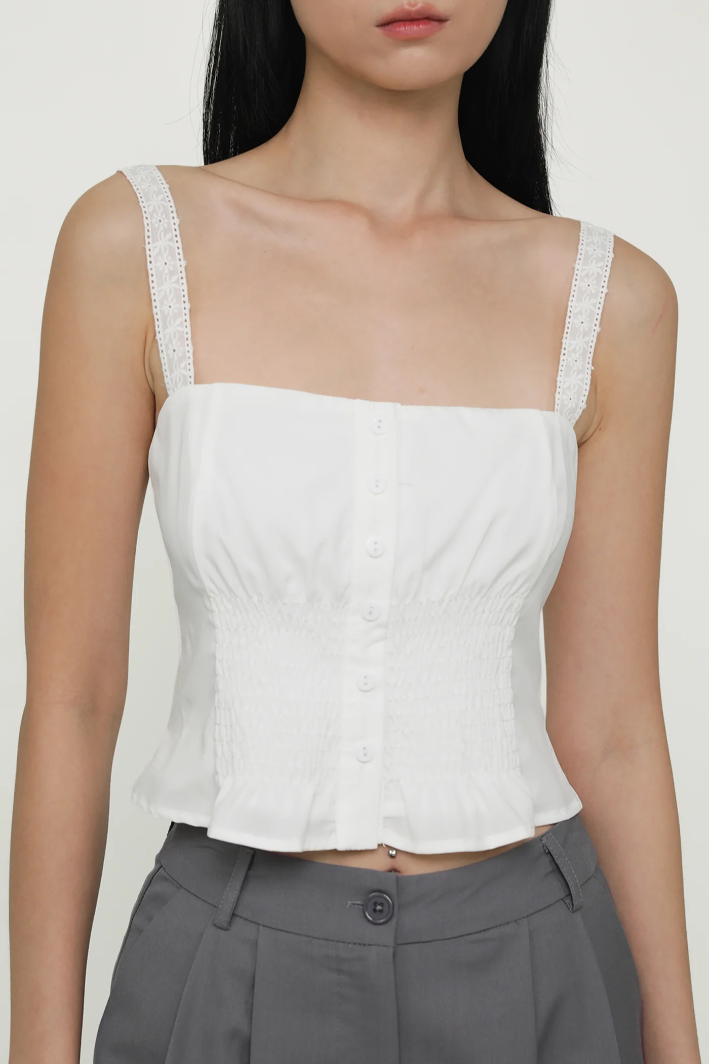Jenelle Crochet Trim Smocked Top - Image 4
