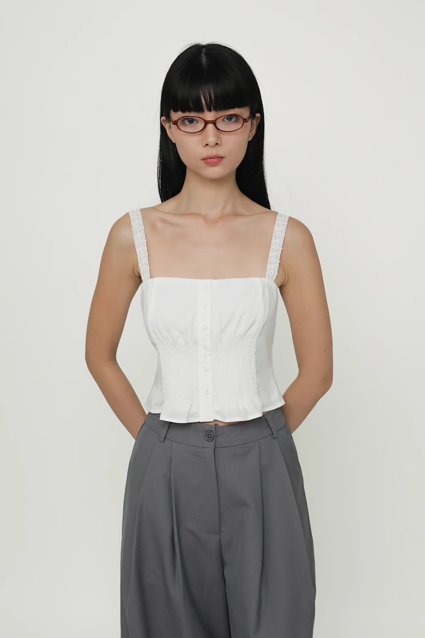 Jenelle Crochet Trim Smocked Top - Image 5