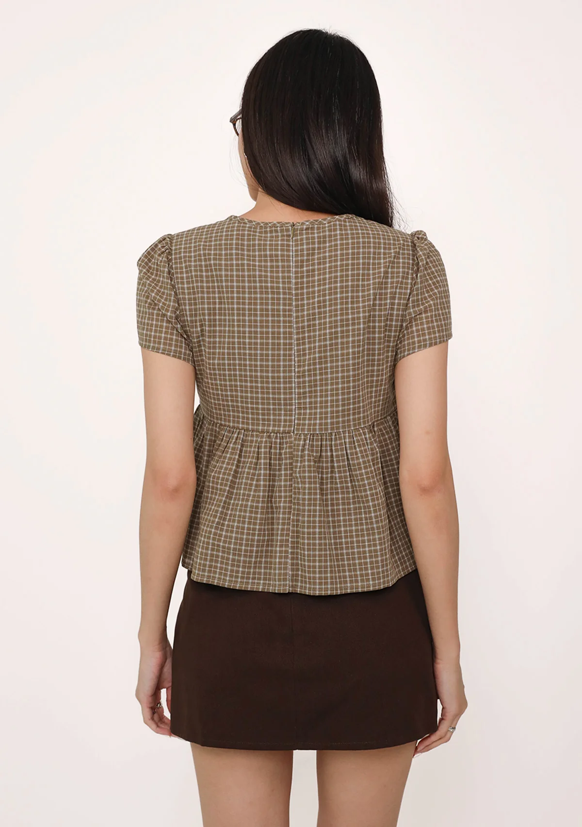 Jeni Shirred Cotton Top (Plaid) - Image 16