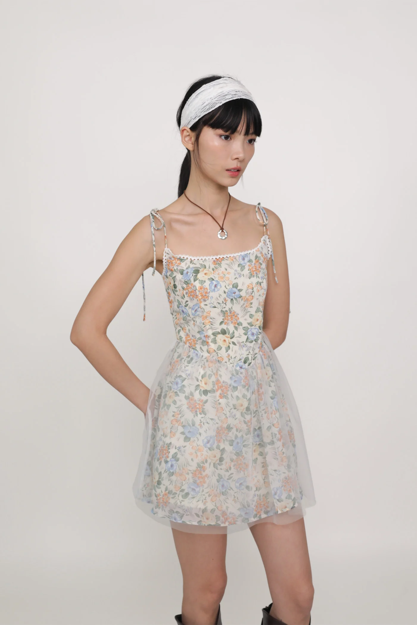 Josephine Mesh Overlay Corset Romper - Image 4