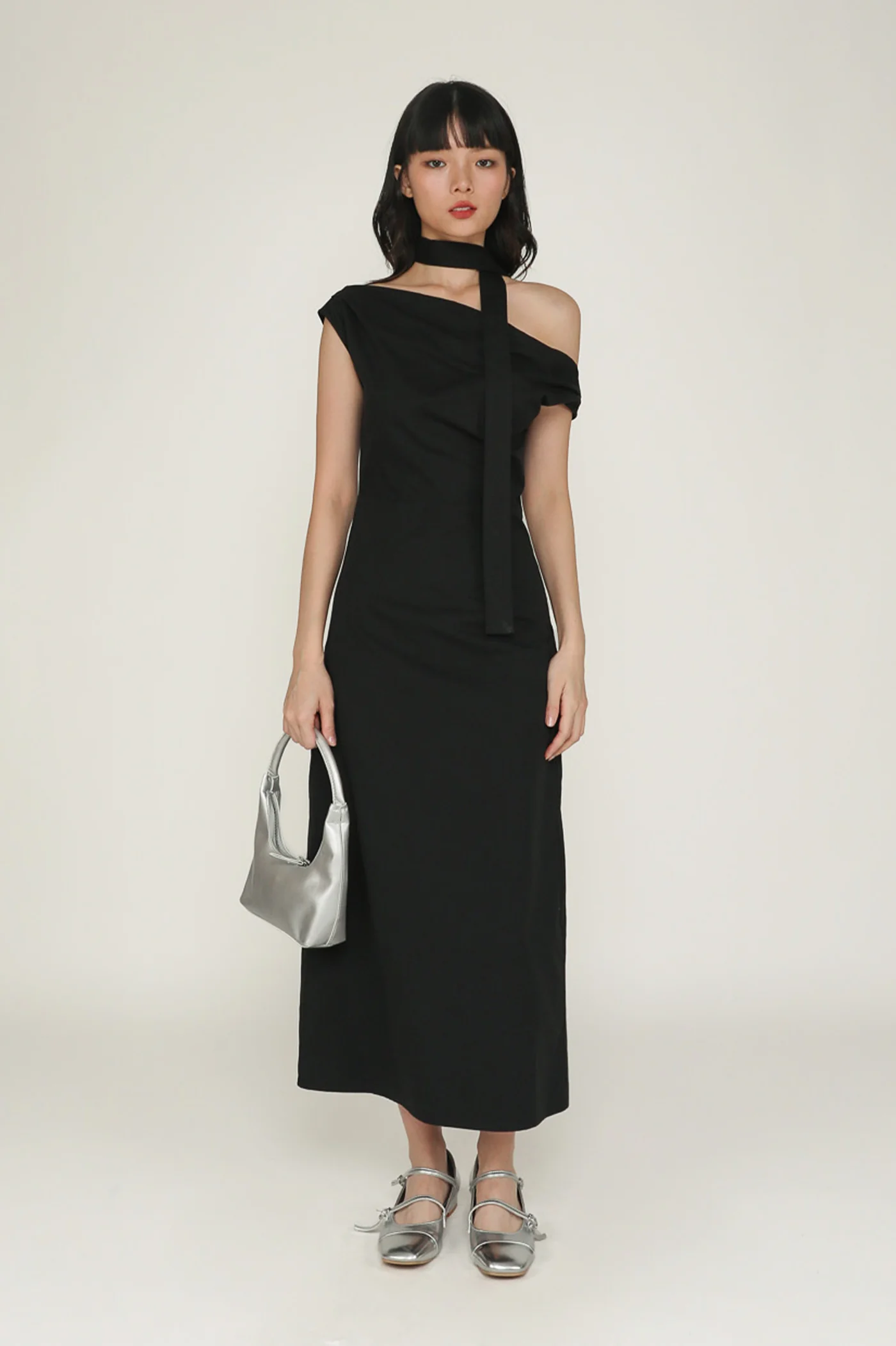 Kael Asymmetrical Shoulder Maxi Dress - Image 8