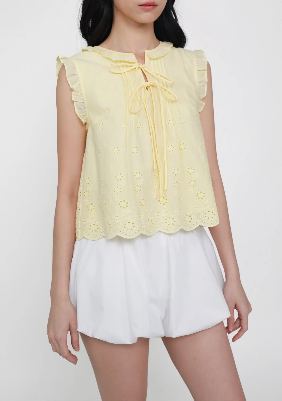 Kaori Eyelet Embroidery Ruffle Top - Image 10