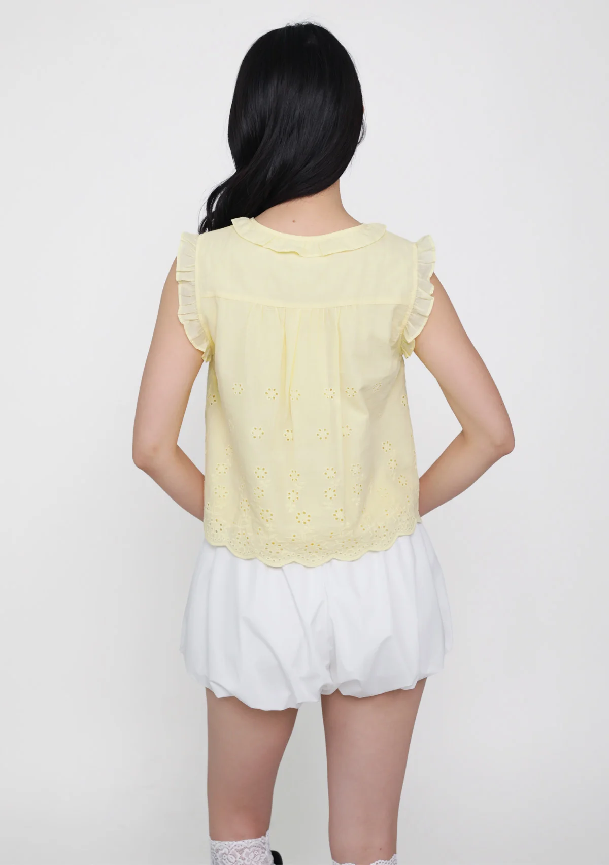 Kaori Eyelet Embroidery Ruffle Top - Image 11