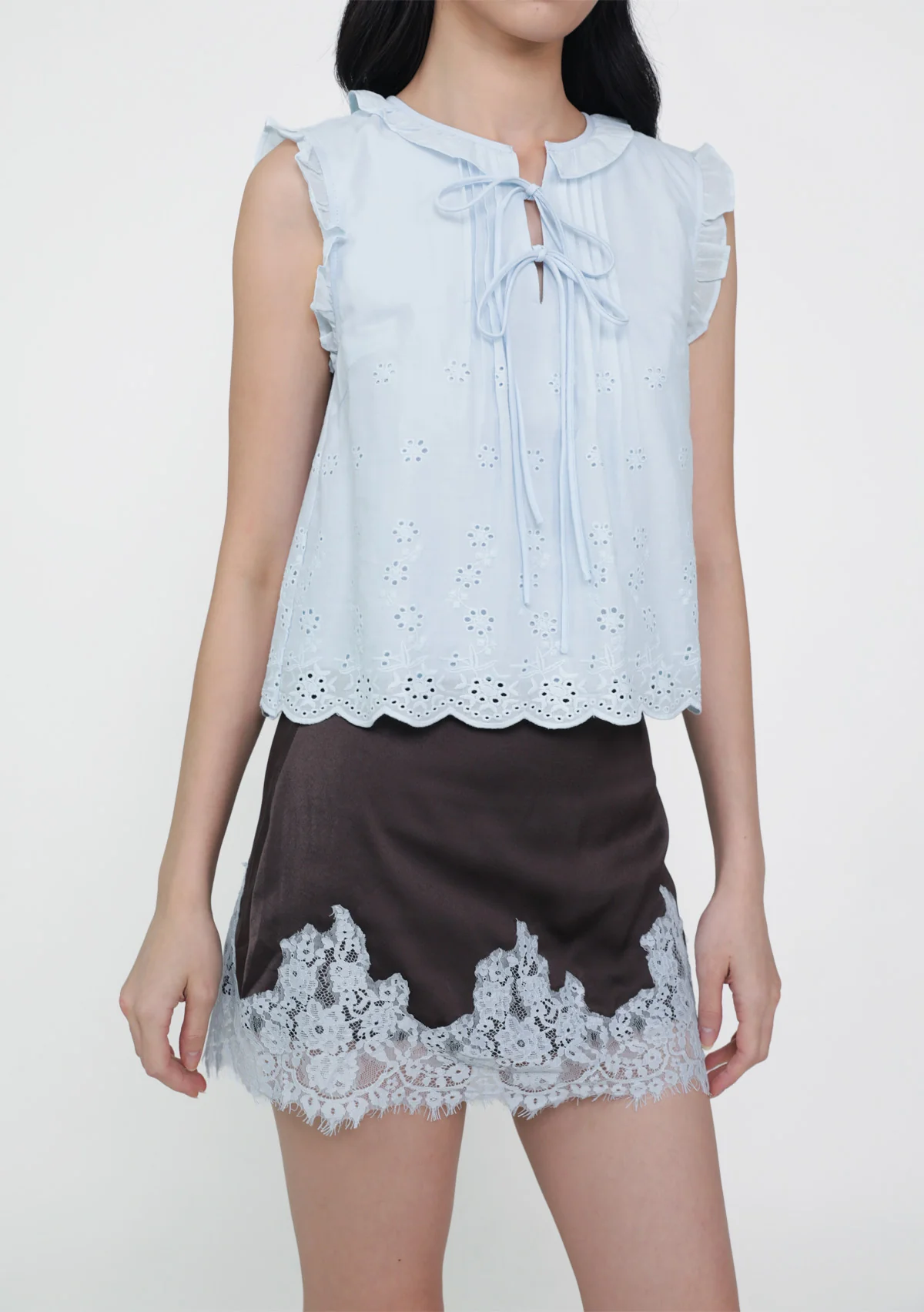 Kaori Eyelet Embroidery Ruffle Top - Image 14