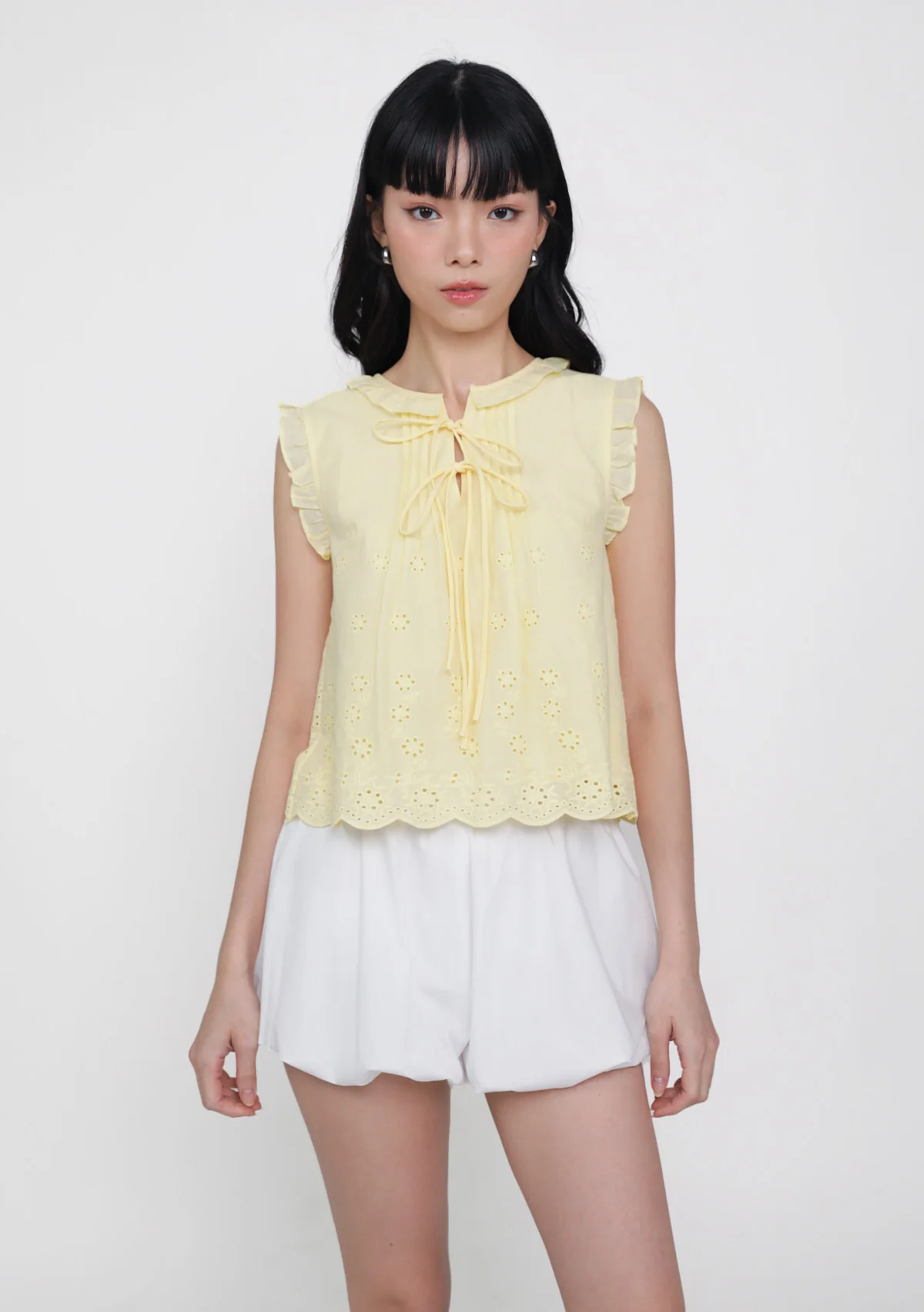 Kaori Eyelet Embroidery Ruffle Top - Image 2