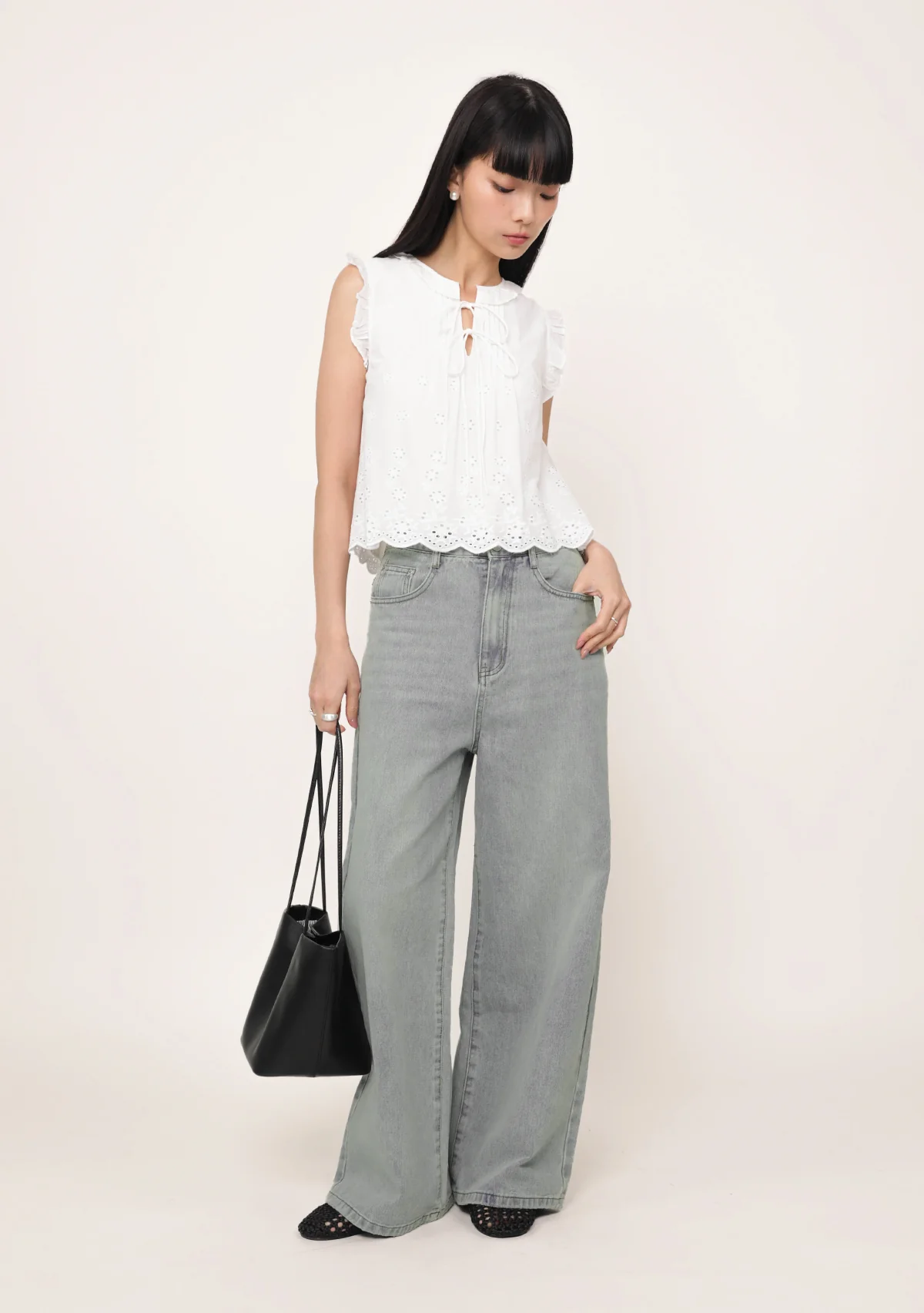 Kaori Eyelet Embroidery Ruffle Top - Image 4