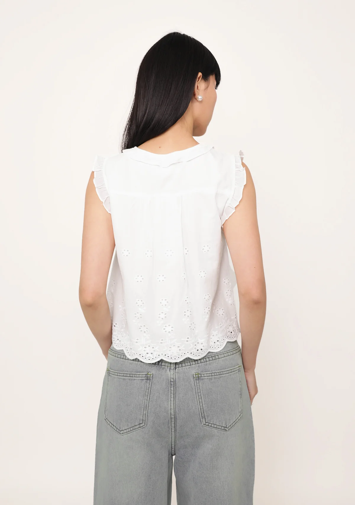 Kaori Eyelet Embroidery Ruffle Top - Image 7