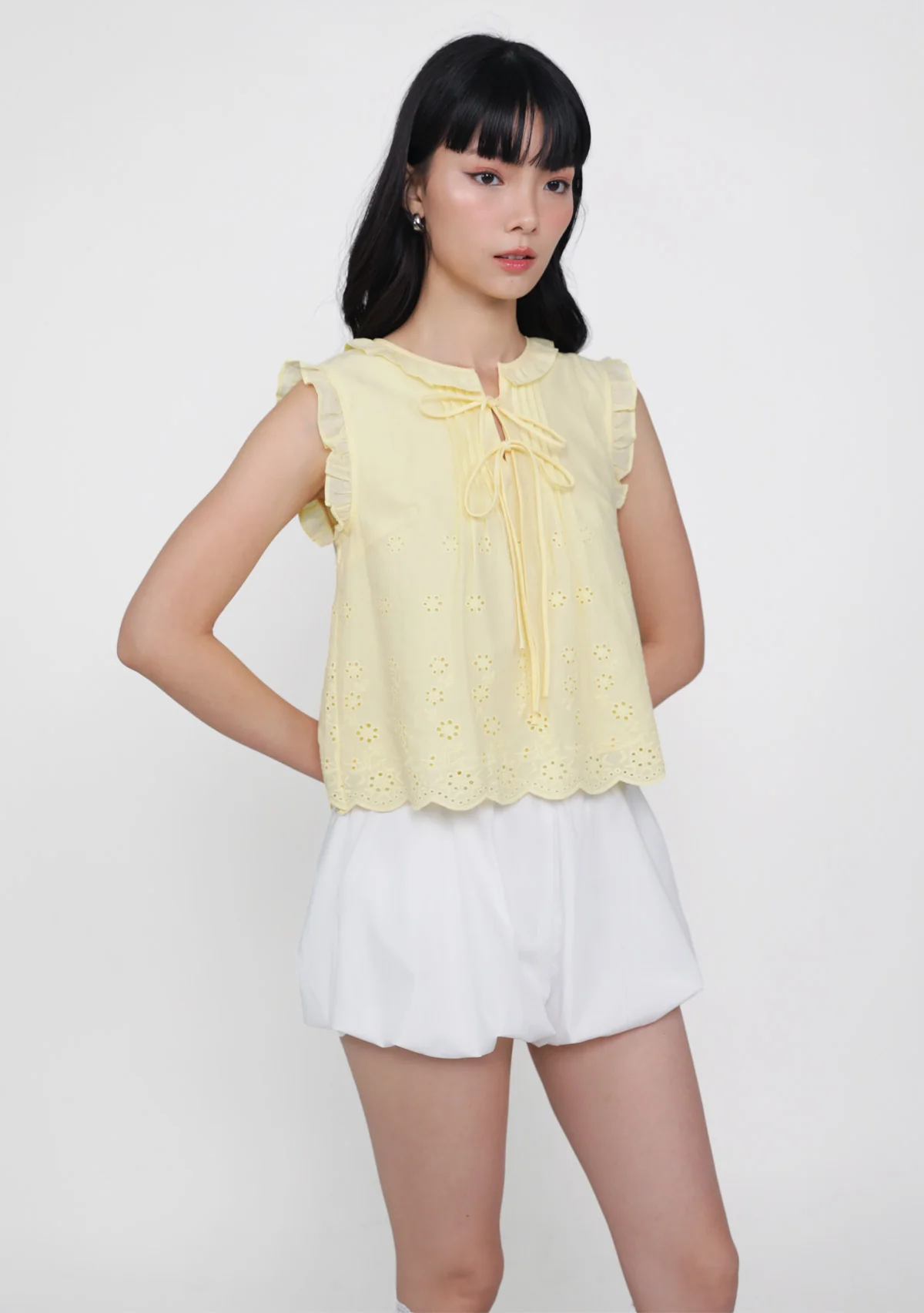 Kaori Eyelet Embroidery Ruffle Top - Image 9