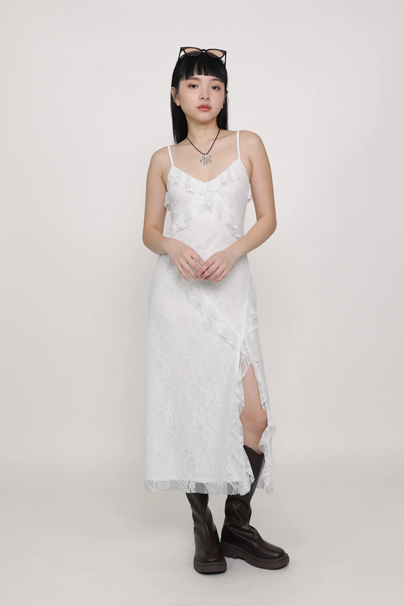 Karly Lace Ruffles Midi Dress - Image 2