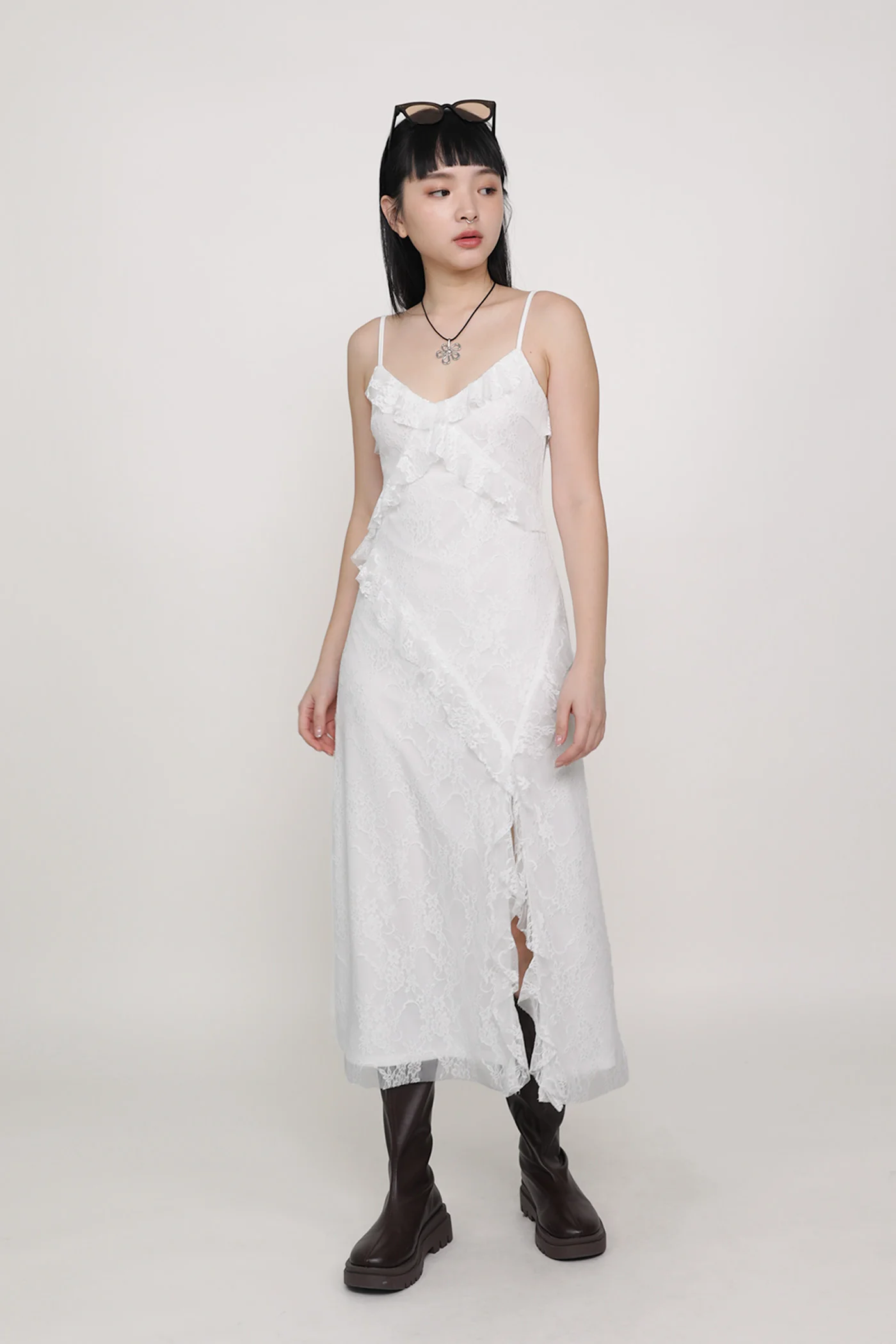 Karly Lace Ruffles Midi Dress - Image 3